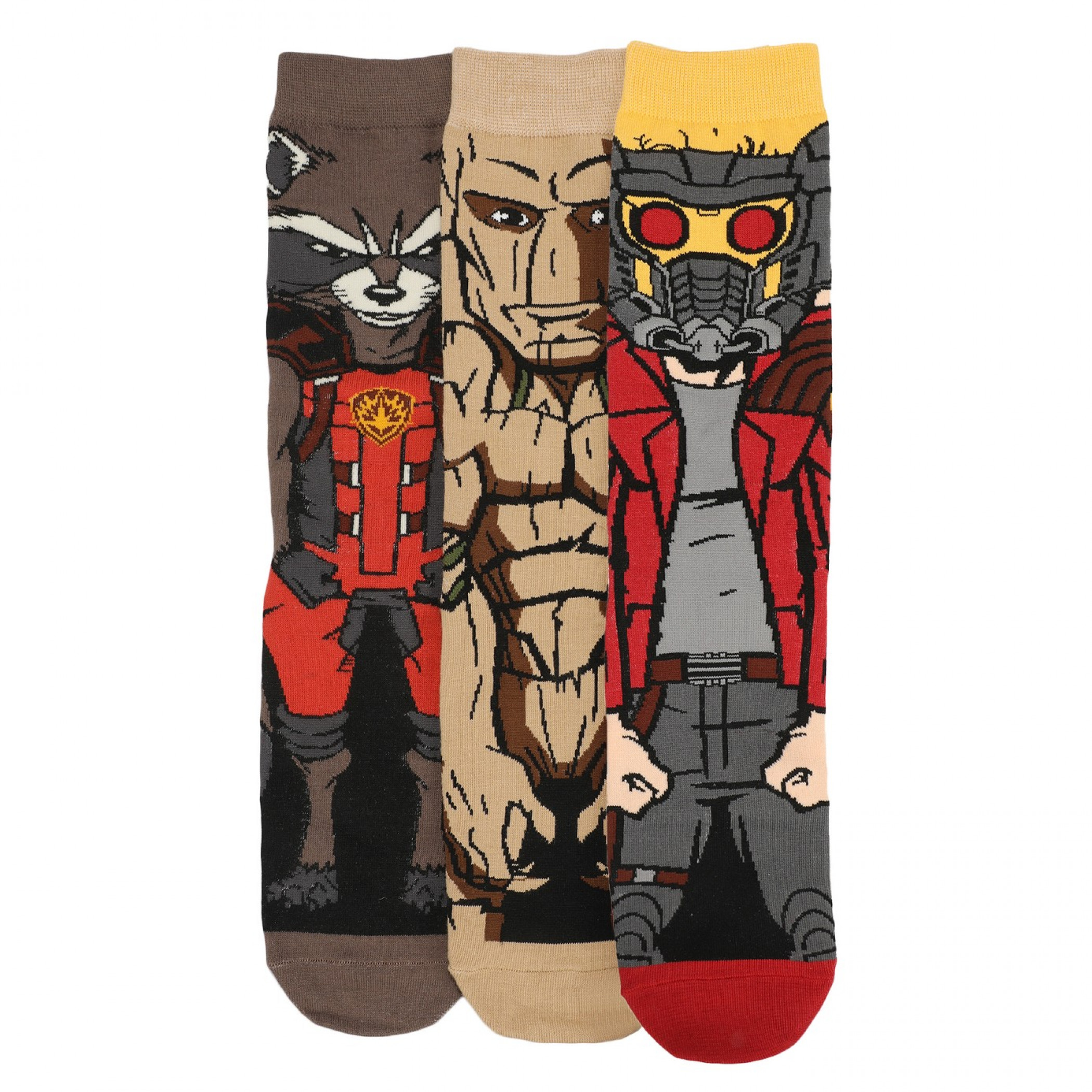 Guardians of The Galaxy 360 Character 3-Pair Pack of Crew Socks, Multi-Color