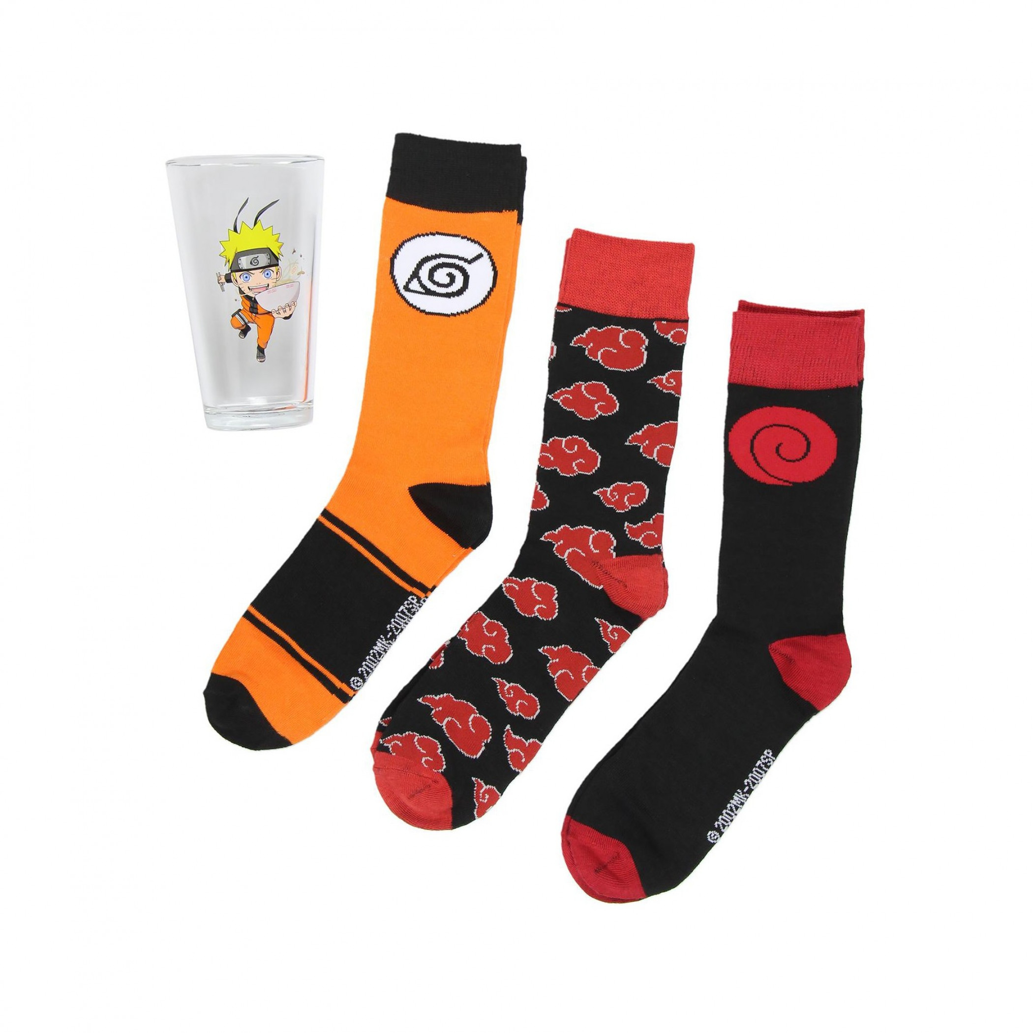 Naruto 3pc Crew Socks and Pint Glass Gift Set, Multi-Color