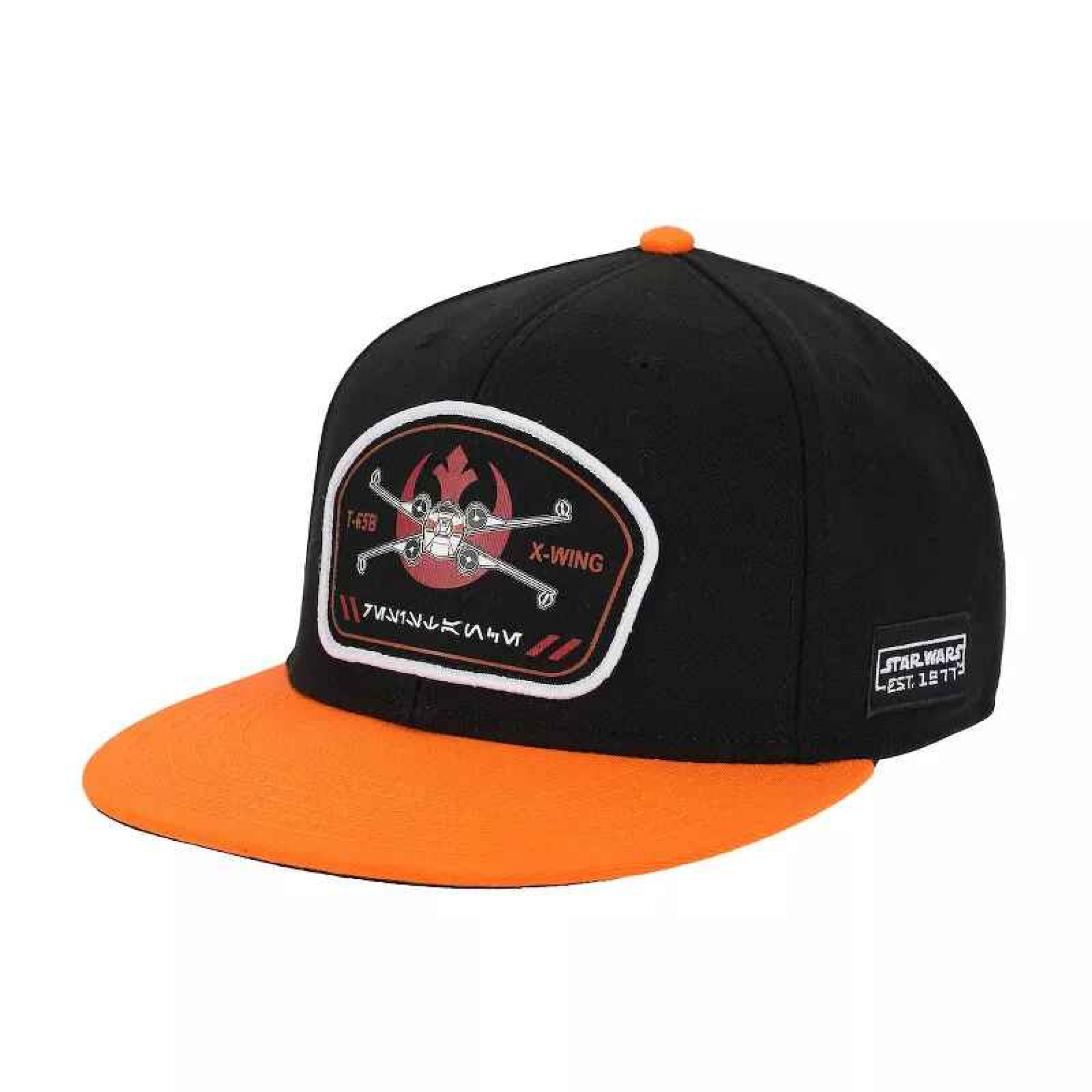 Star Wars X-Wing Patch Flat Bill Snapback Hat, Black