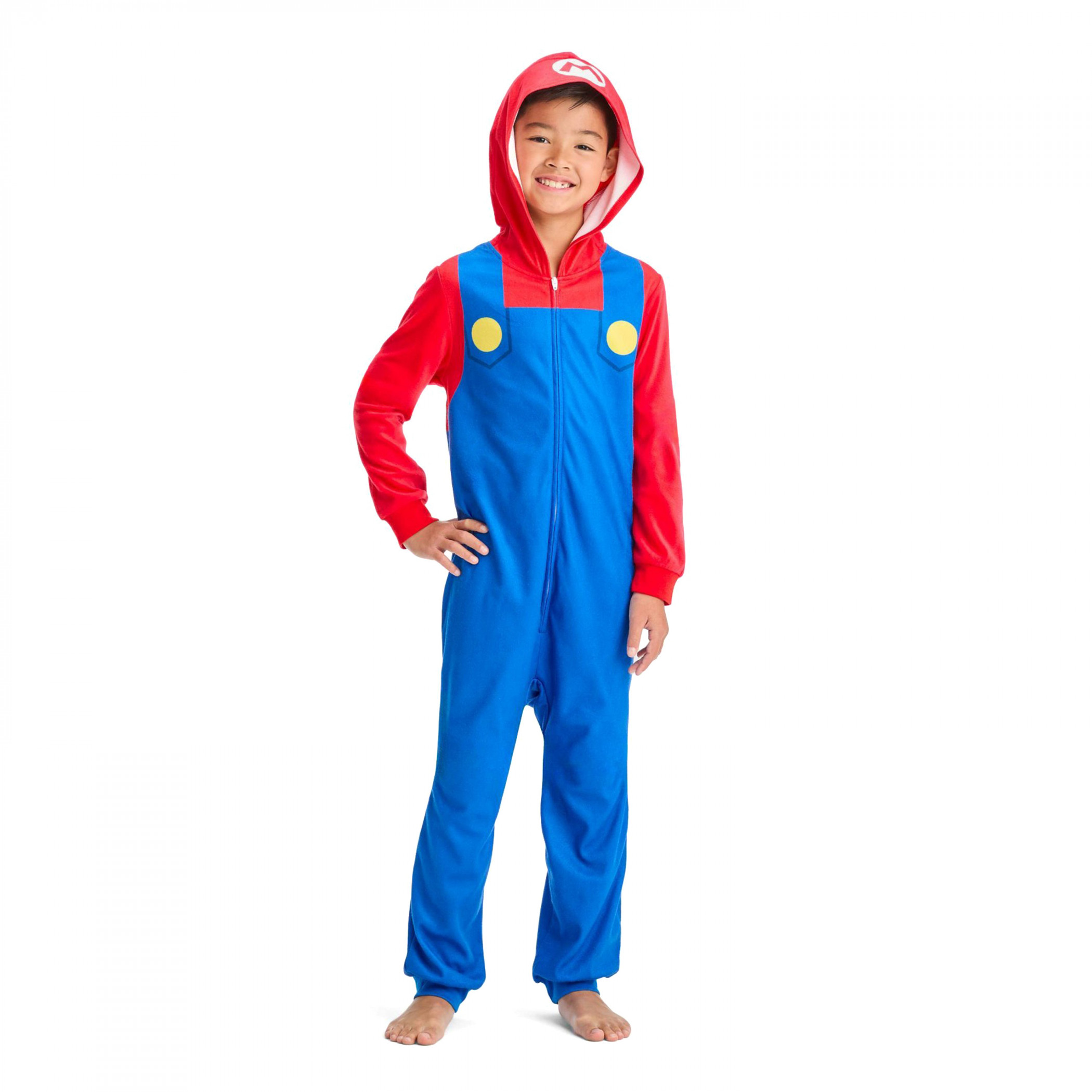 Super Mario Cosplay Kids Blanket Sleeper Union Suit, Red