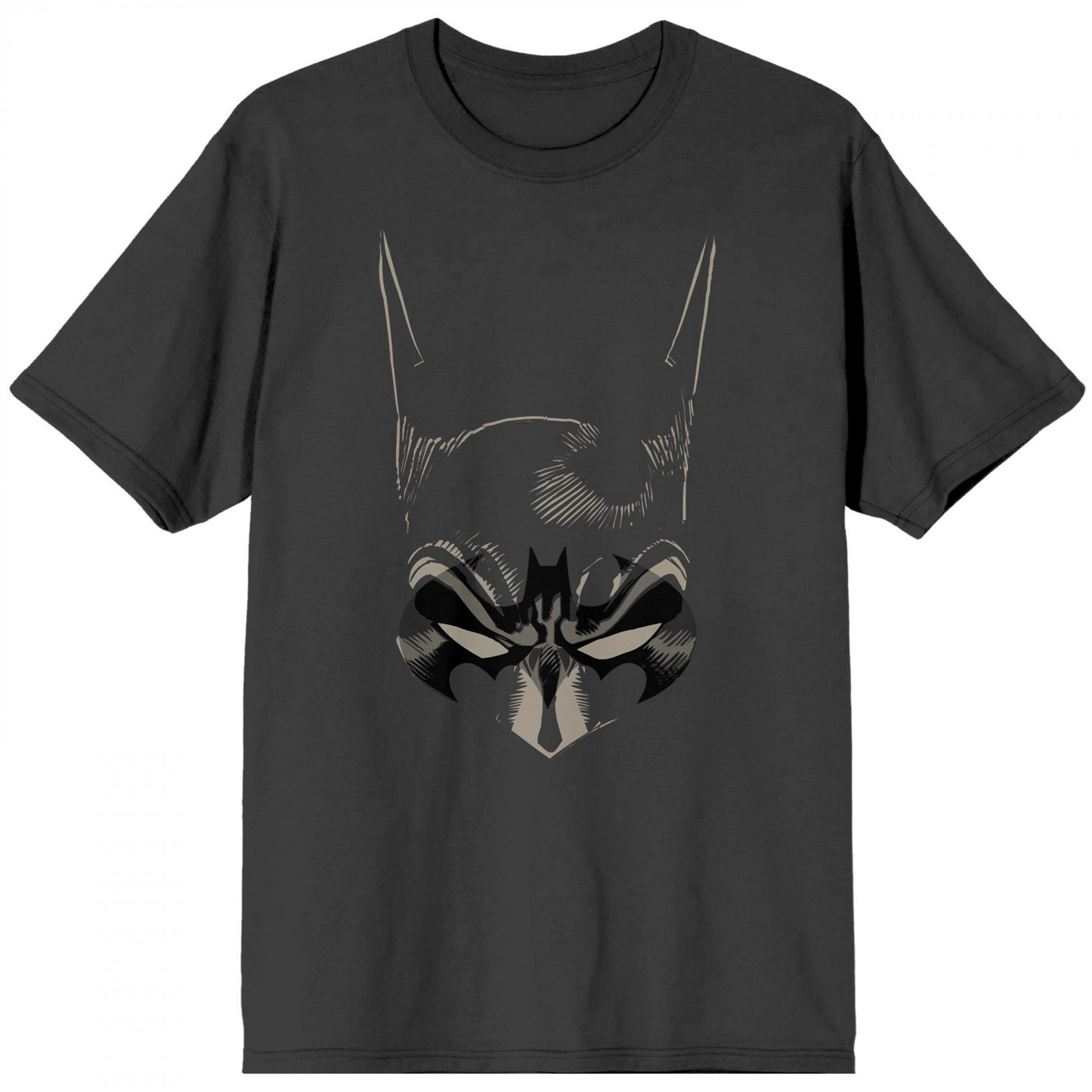 Batman Mask and Logo Sketch T-Shirt, Grey