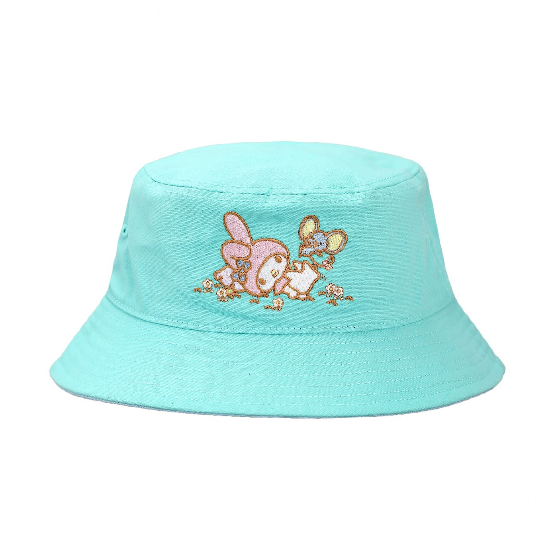 My Melody Sanrio Embroidered Pigment Dye Bucket Hat, Blue