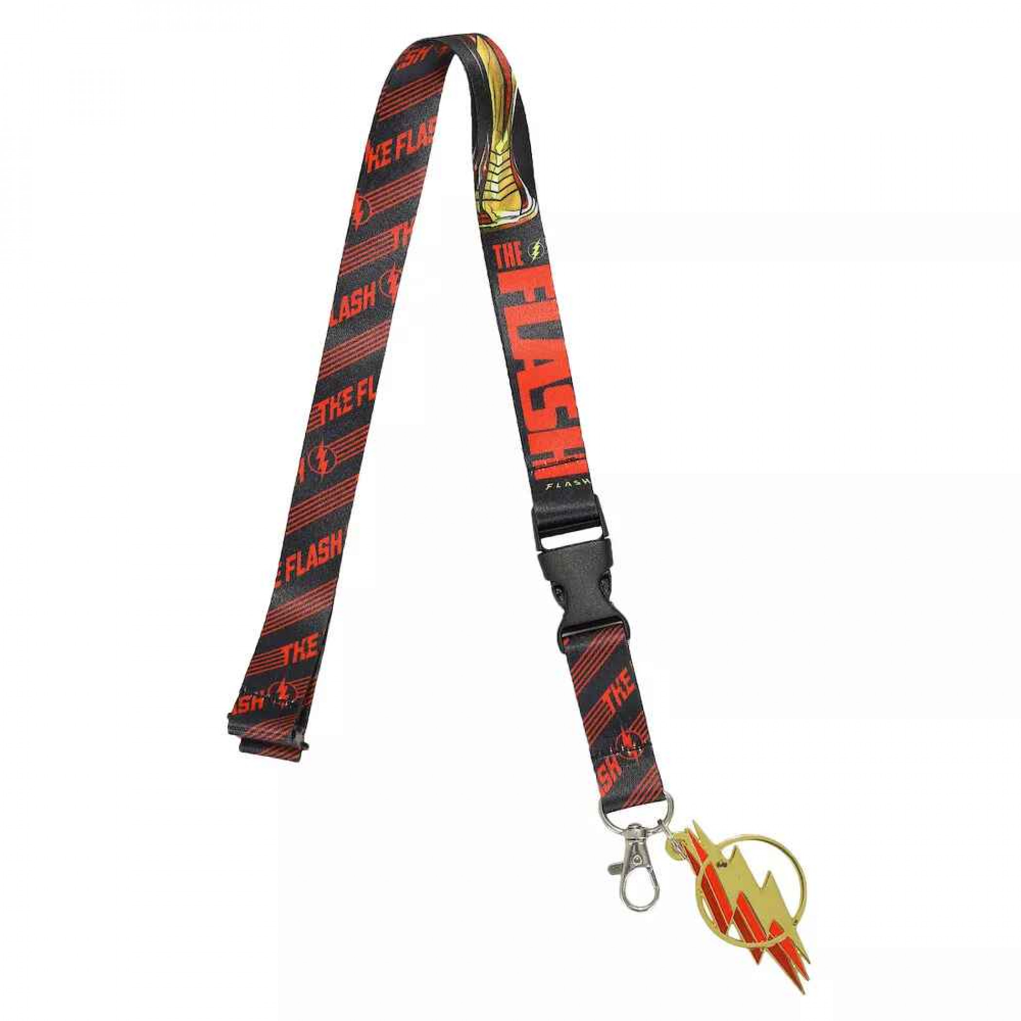 The Flash Worlds Collide Rubber Charm Lanyard, Red