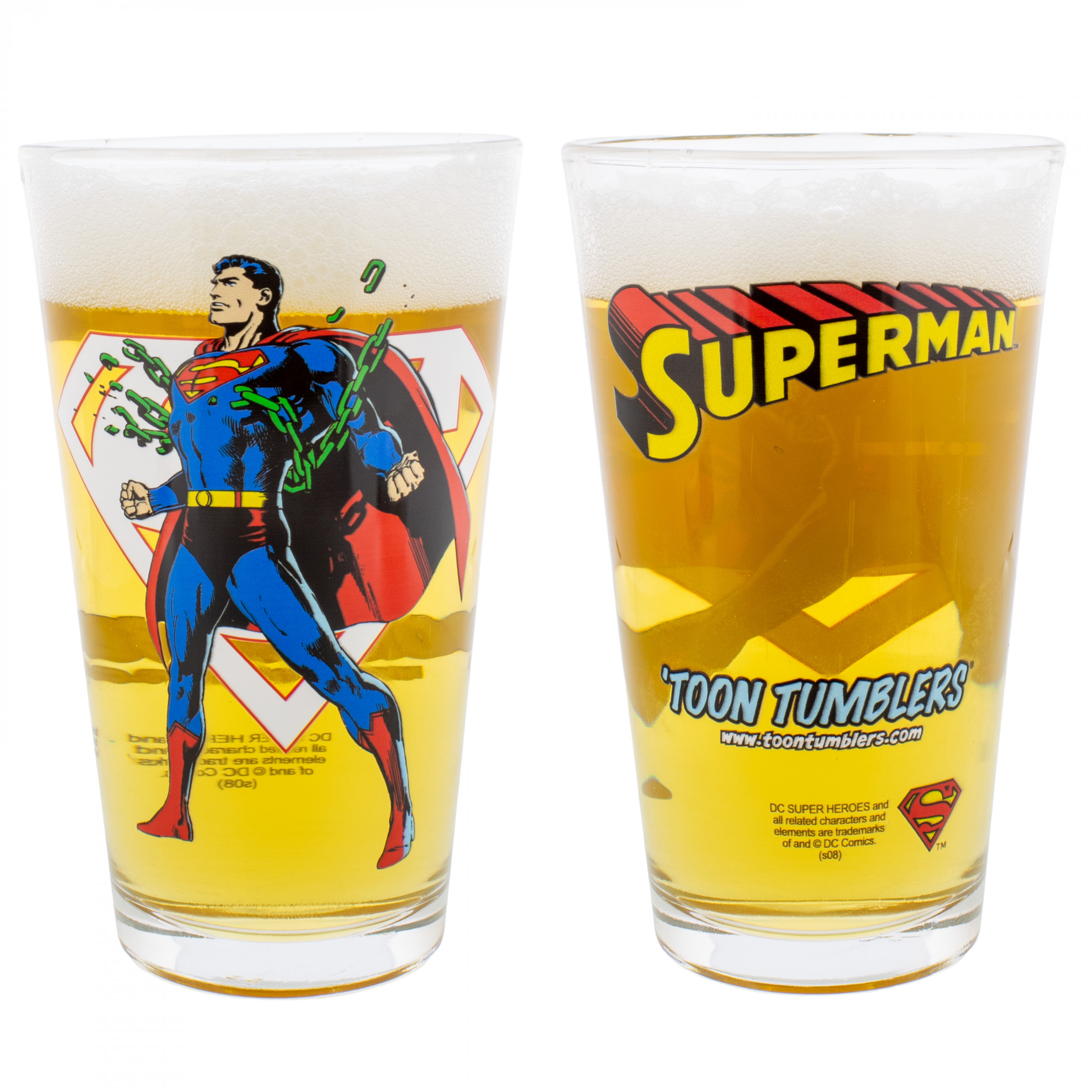 Superman Power Pint Glass, Clear