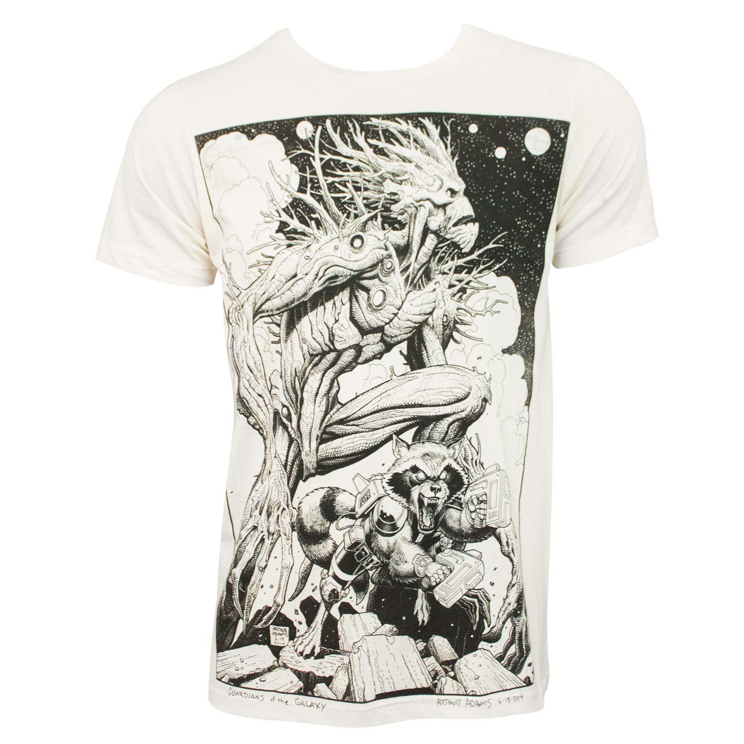 Guardians of the Galaxy Groot Rocket Art Men's Off-White T-Shirt, White