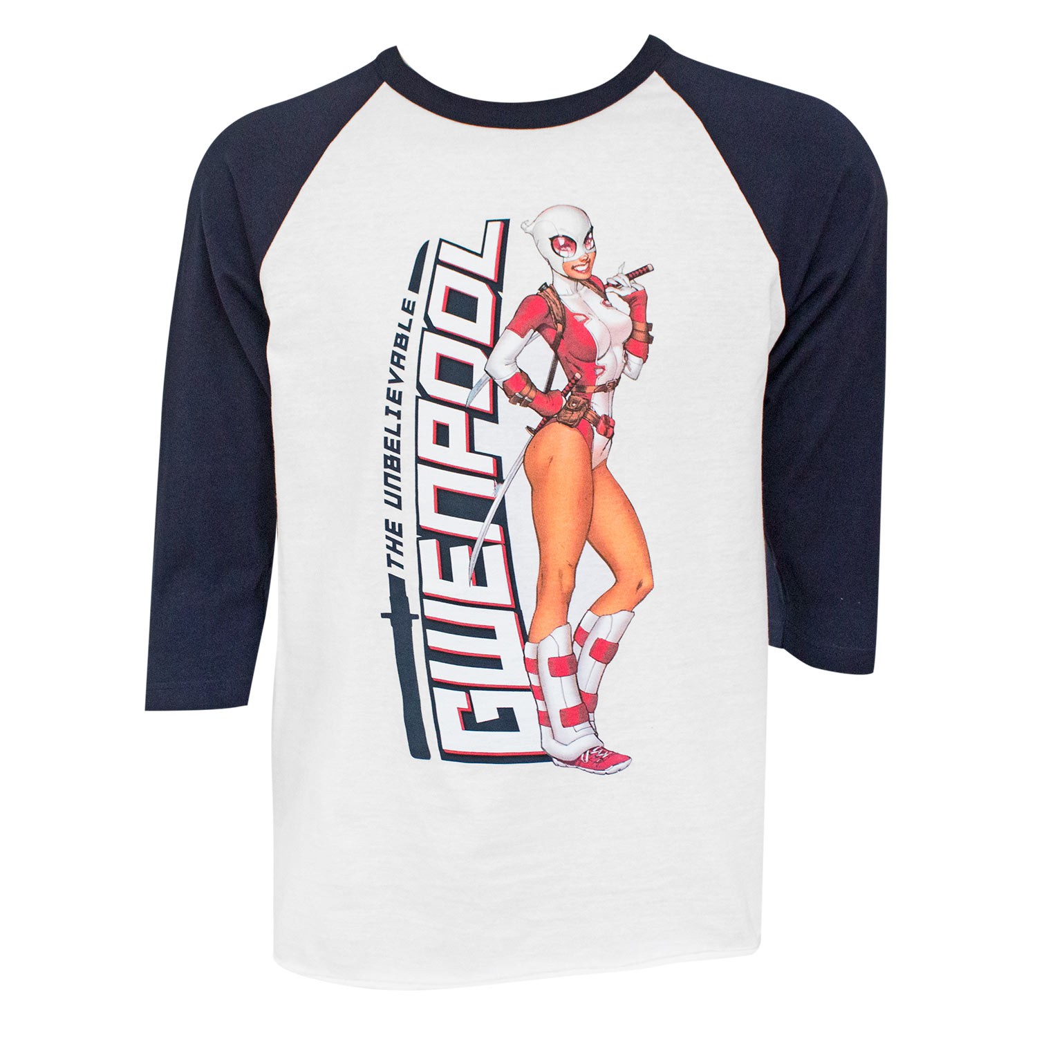 Gwenpool White & Black Raglan Sleeve Men's Tee Shirt, White