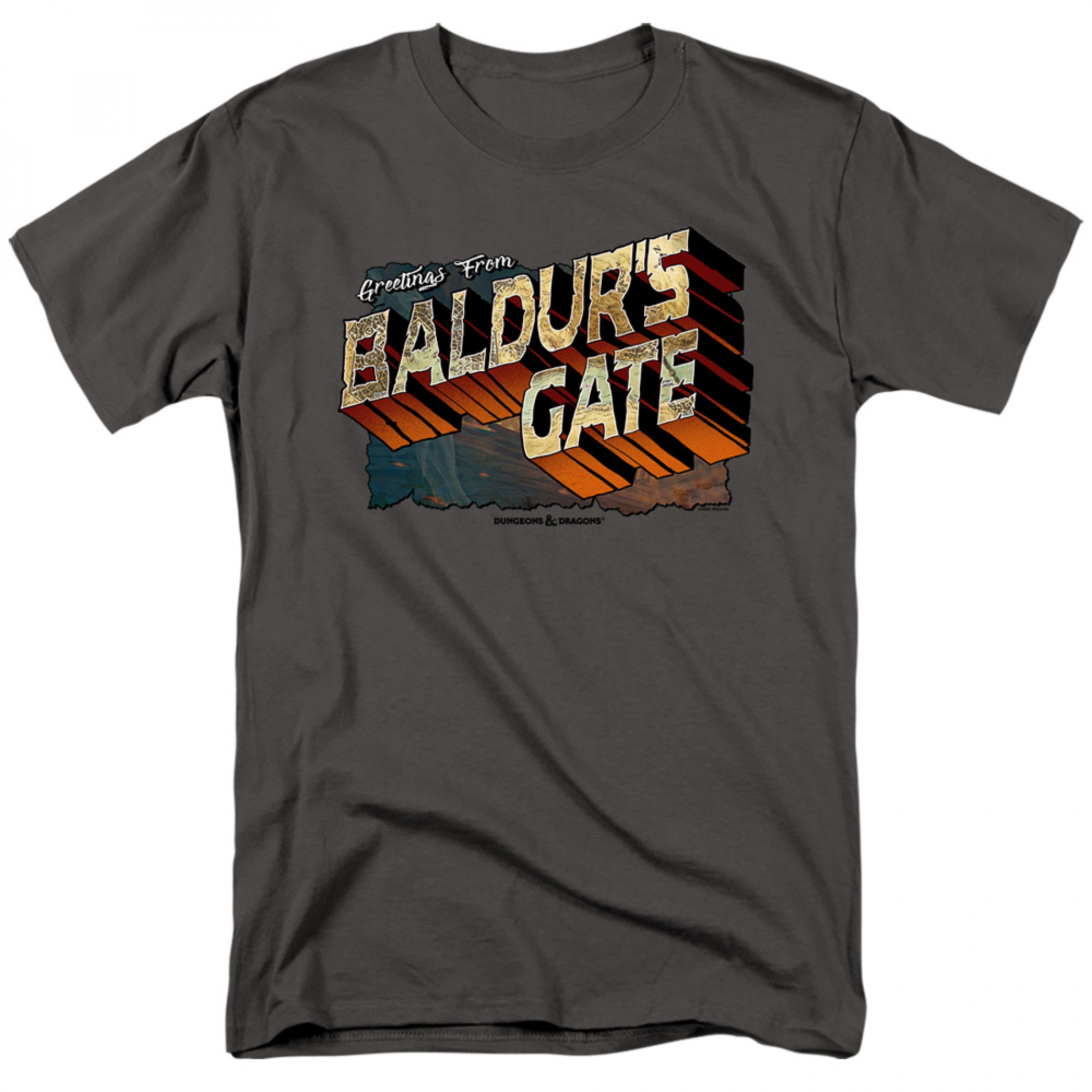 Dungeons & Dragons Baldurs Gate Logo T-Shirt, Grey