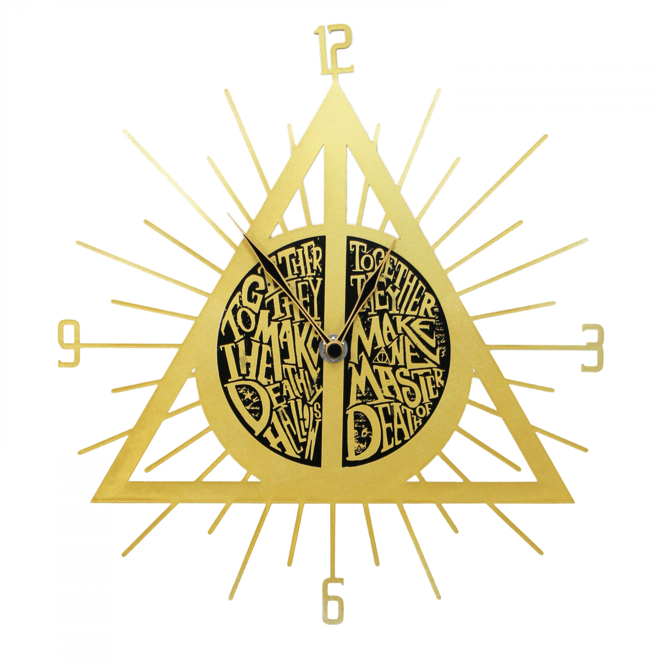Harry Potter The Deathly Hallows Symbol Laser Cut Out Wall Clock, Gold