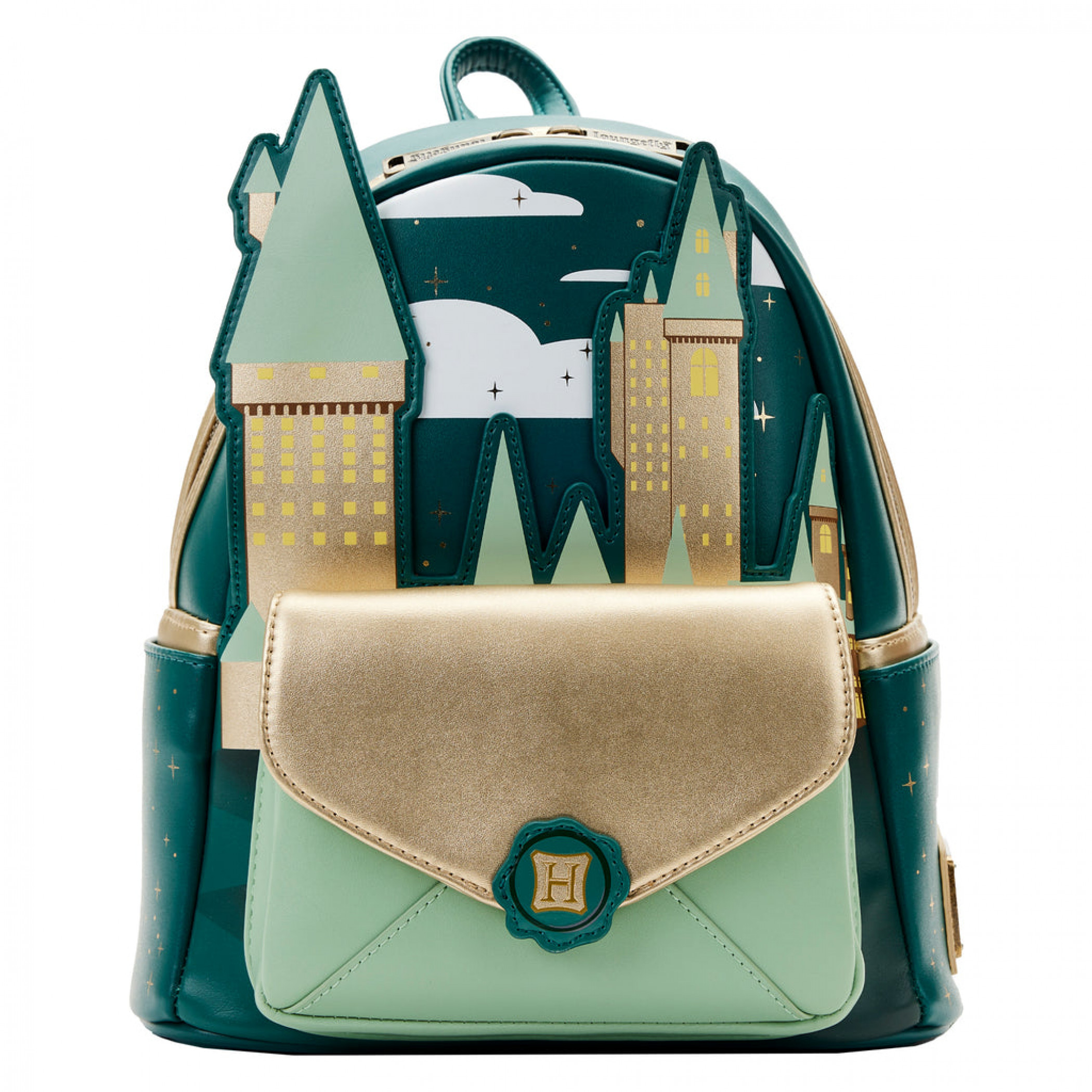 Harry Potter Golden Hogwarts Castle Mini Backpack by Loungefly, Gold