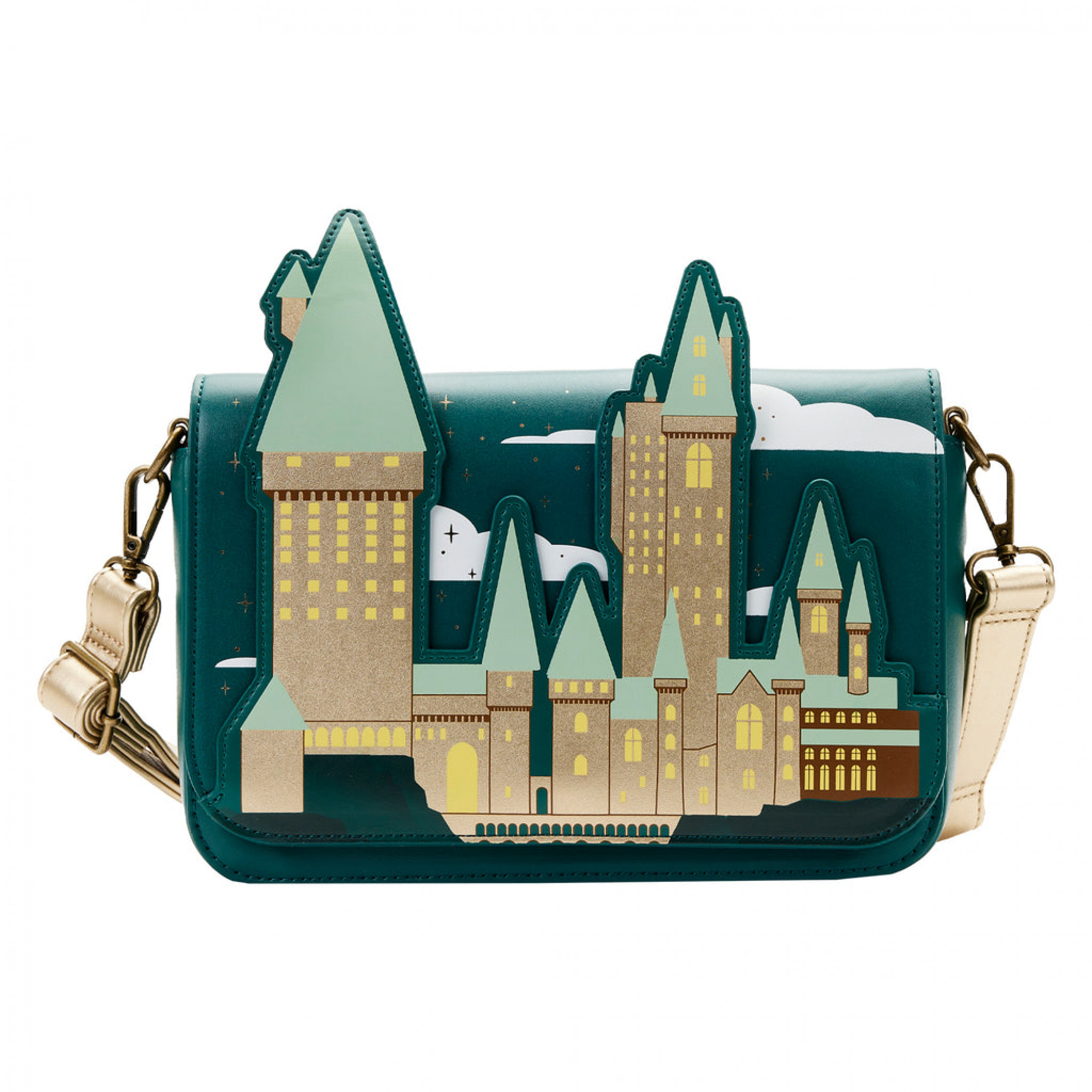 Harry Potter Golden Hogwarts Crossbody Bag by Loungefly, Green