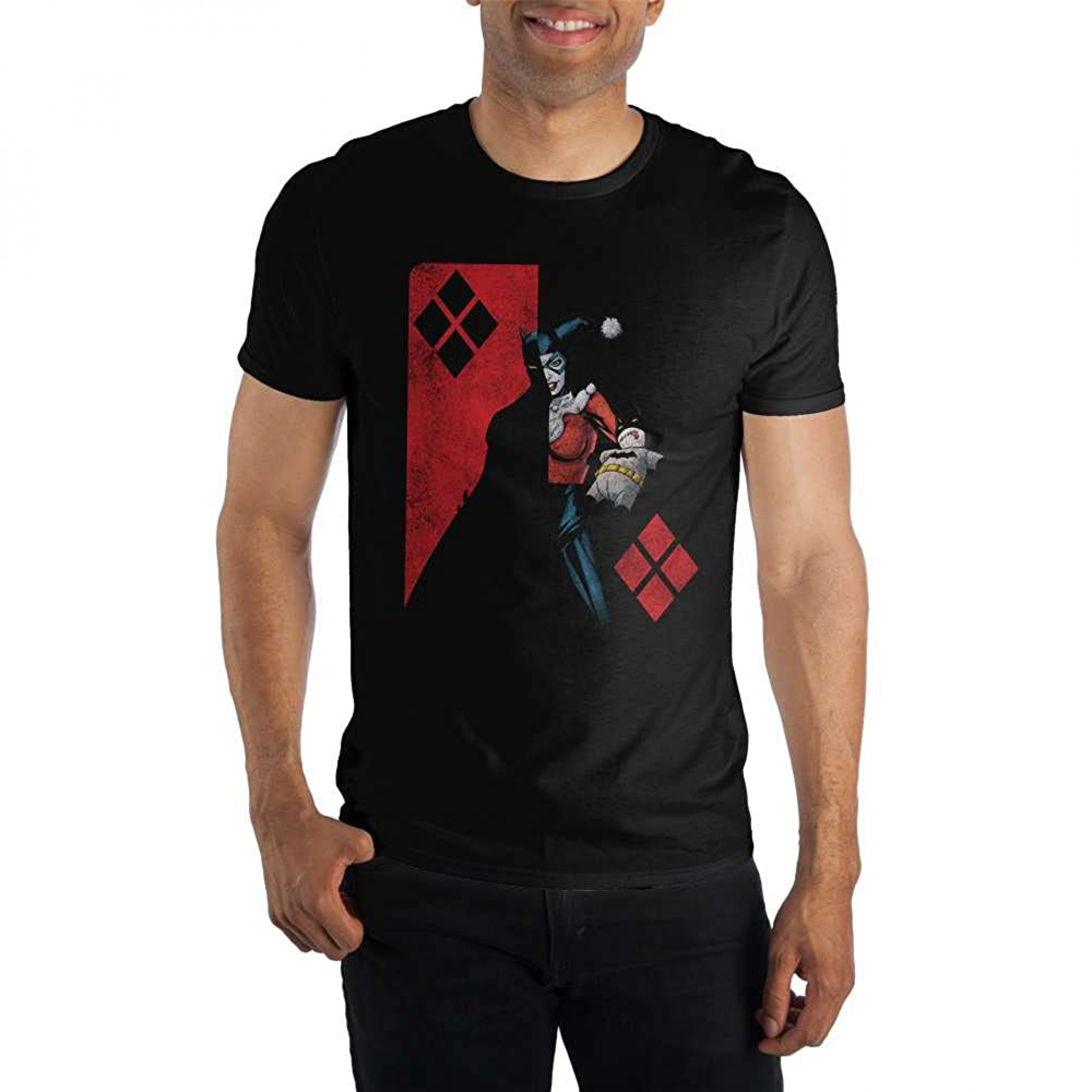 DC Comics Batman Shadows with Harley Quinn T-Shirt, Black