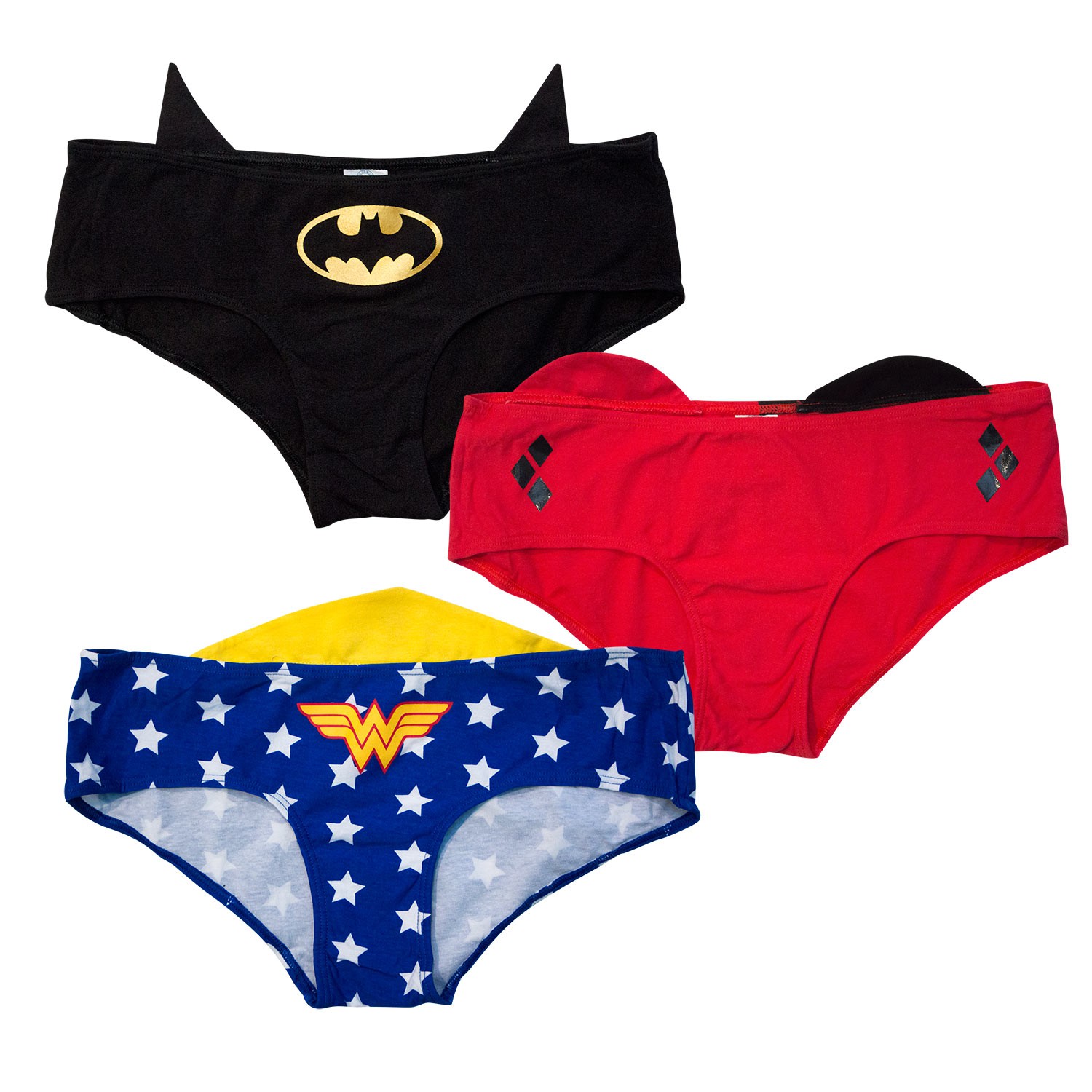 DC Comics Female Superhero Women's 3-Pack Panties, Red