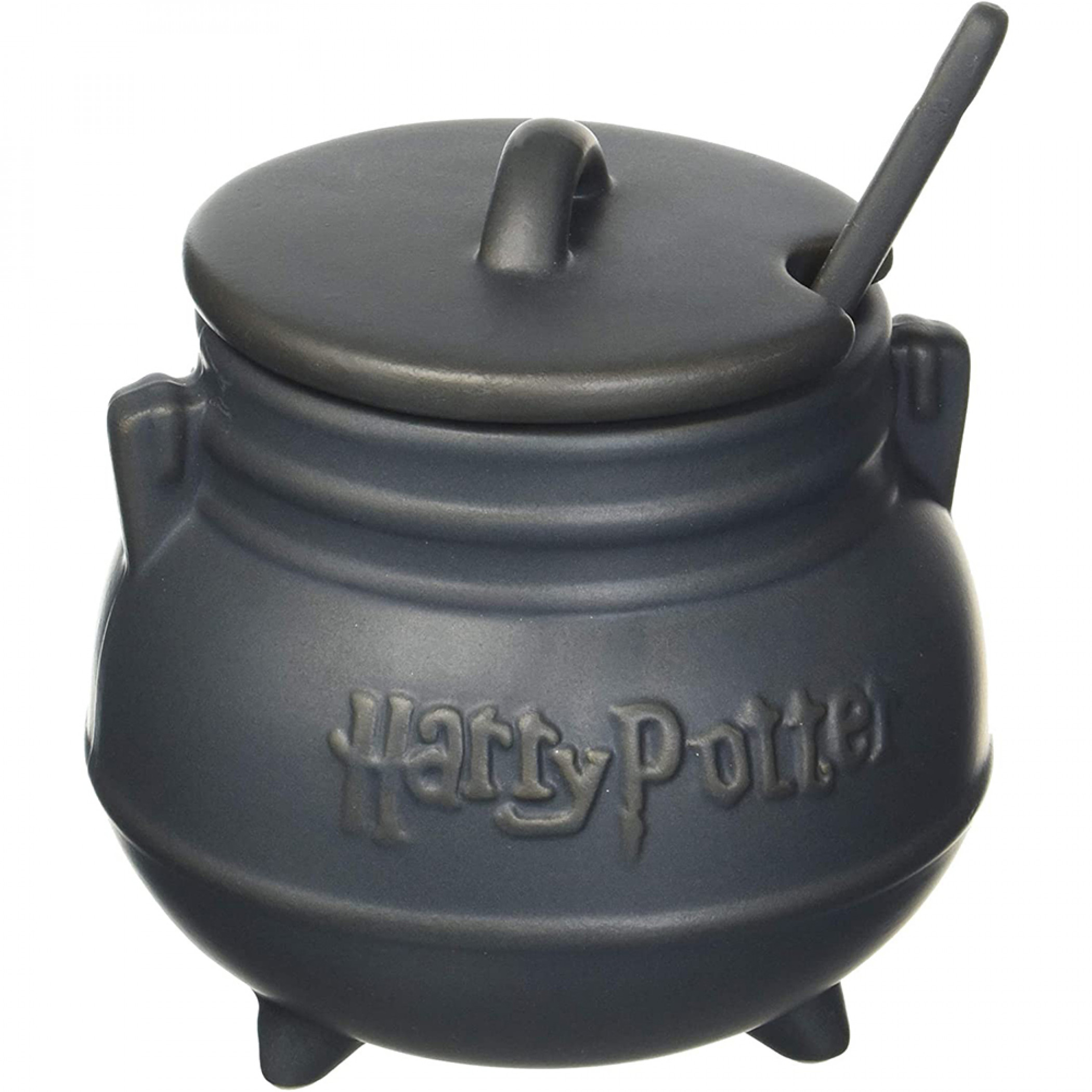 Harry Potter Iron Cast Style Cauldron Ceramic Mug w/ Spoon, Black