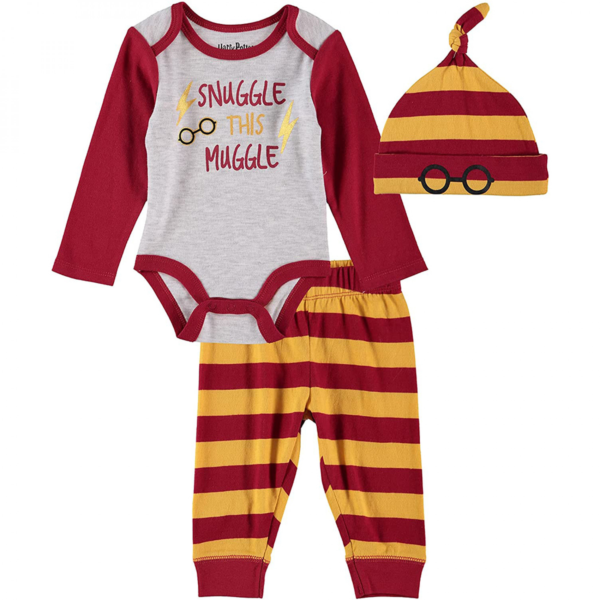 Harry Potter Snuggle the Muggle 3-Piece Infant Bodysuit Set, Multi-Color