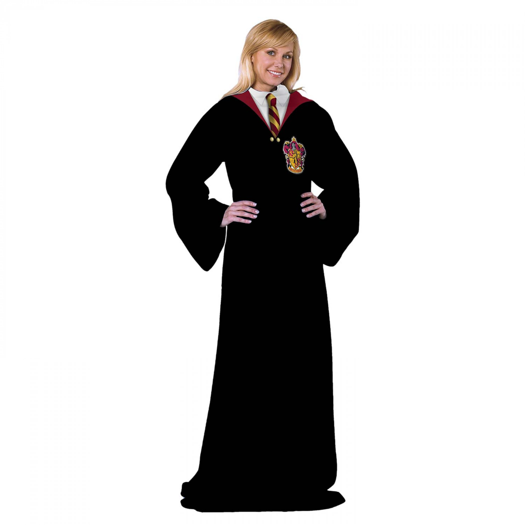 Harry Potter Hogwarts Robe Silk Touch Throw Blanket with Sleeves, Black