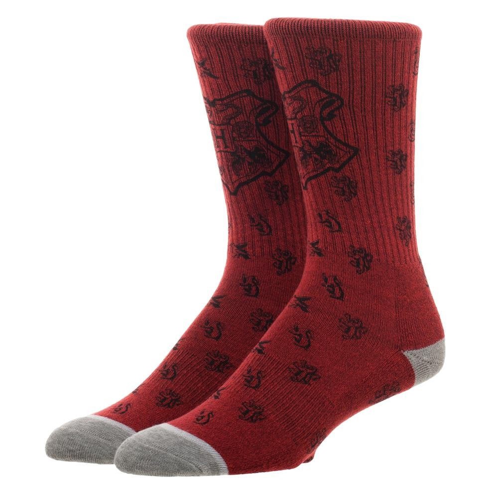 Harry Potter Hogwarts Water Print Red Men's Crew Socks