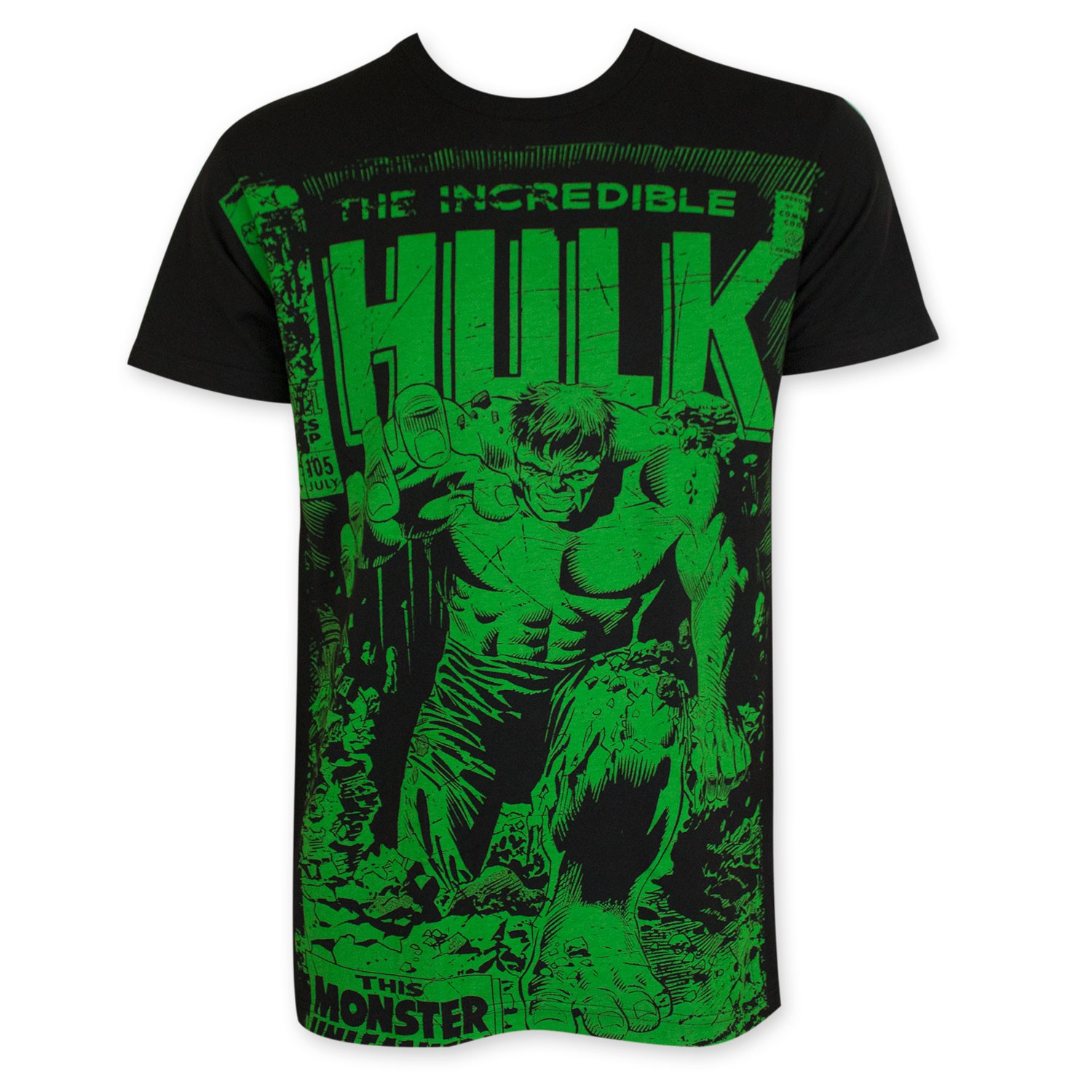 Hulk Green On Black Subway Tee Shirt, Black