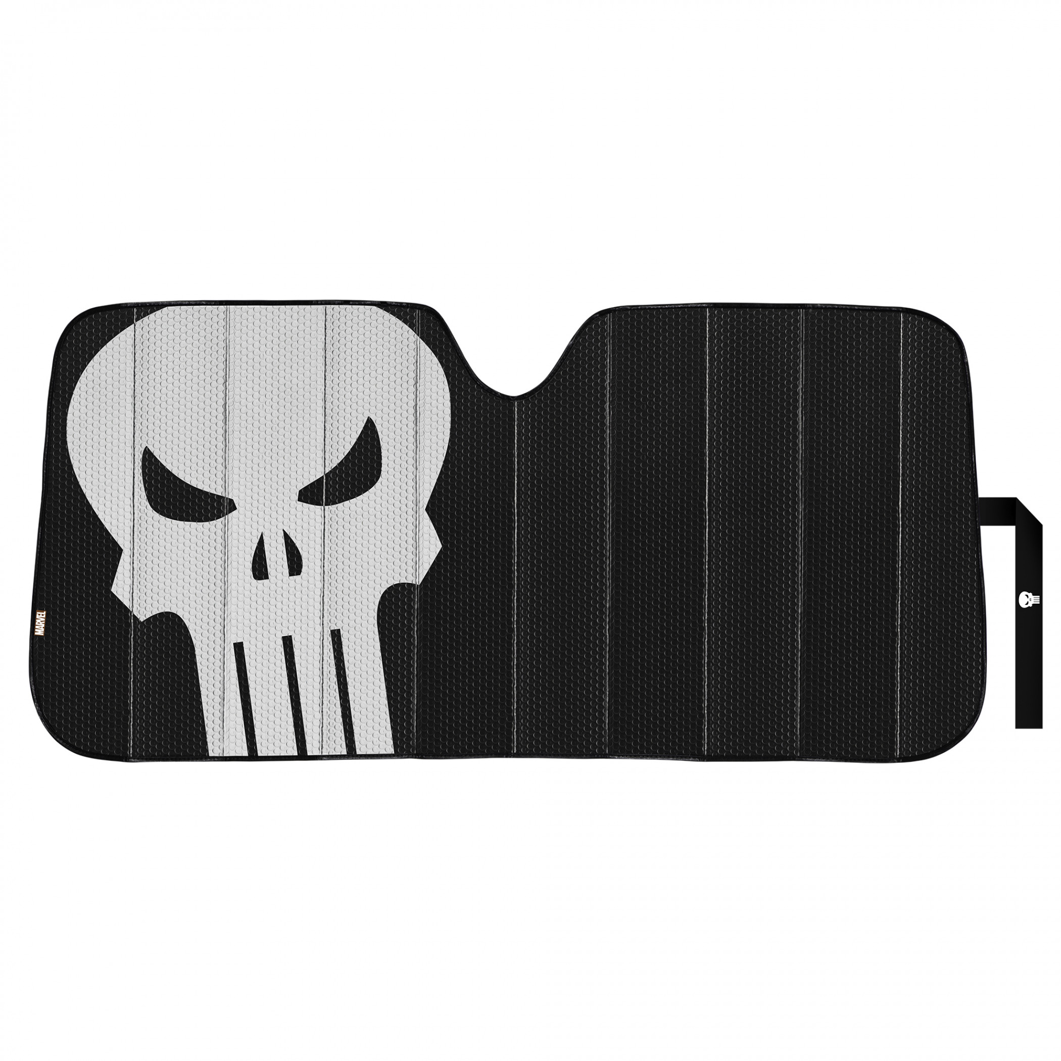 Punisher Logo Matte Accordion Sunshade, Black