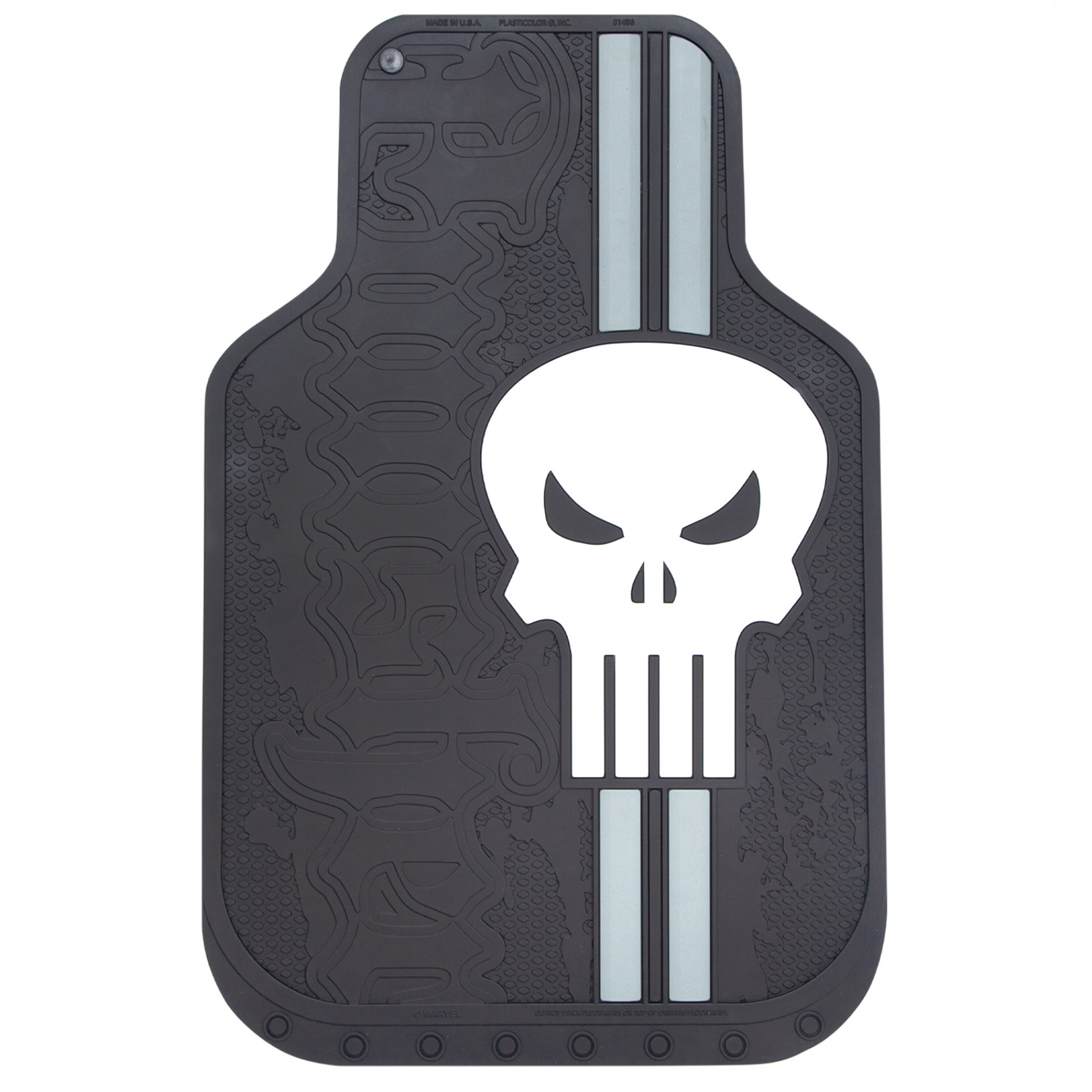 Punisher Logo Striped Car Floor Mats 2-Pack, Black