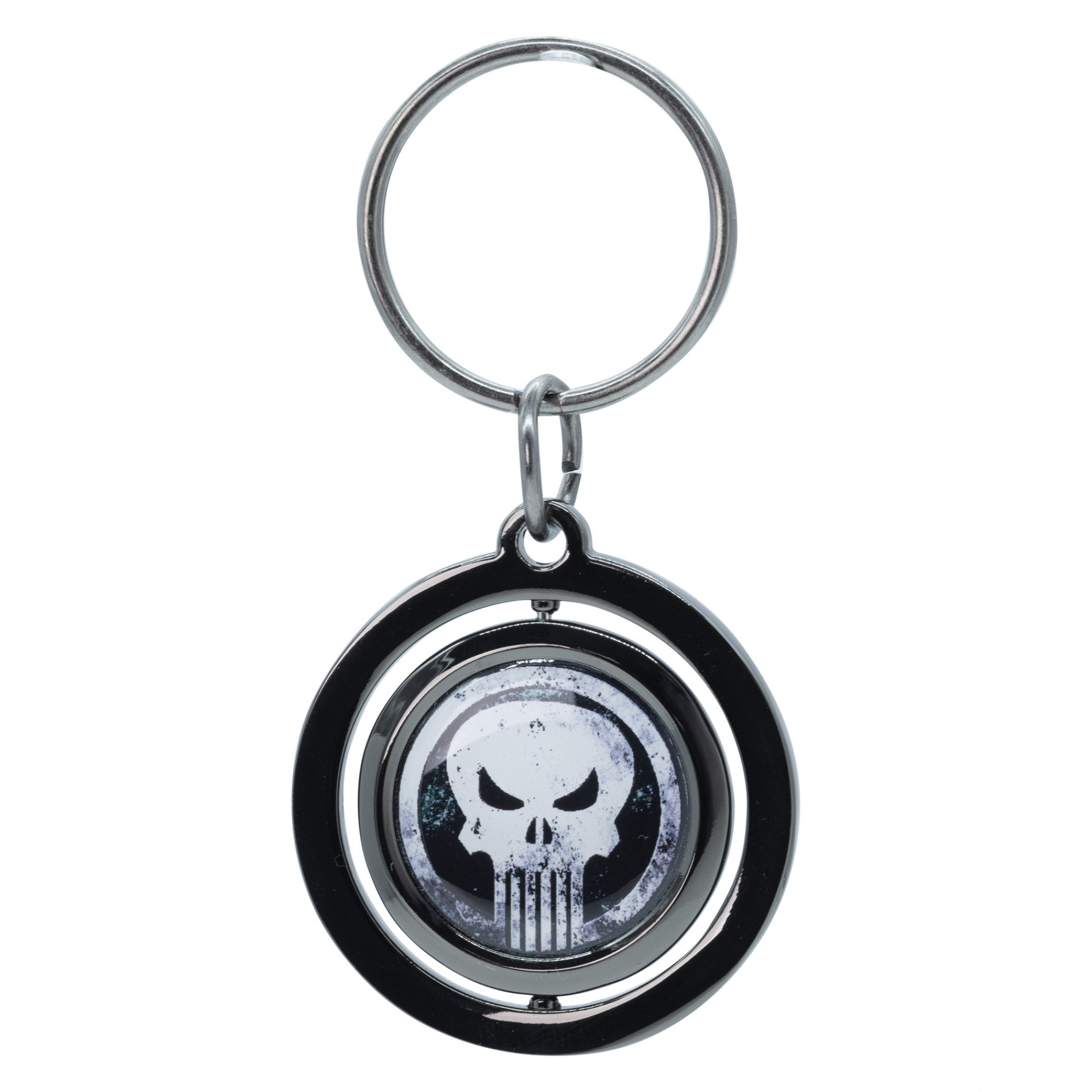 Punisher Logo Spinner Keychain, Black