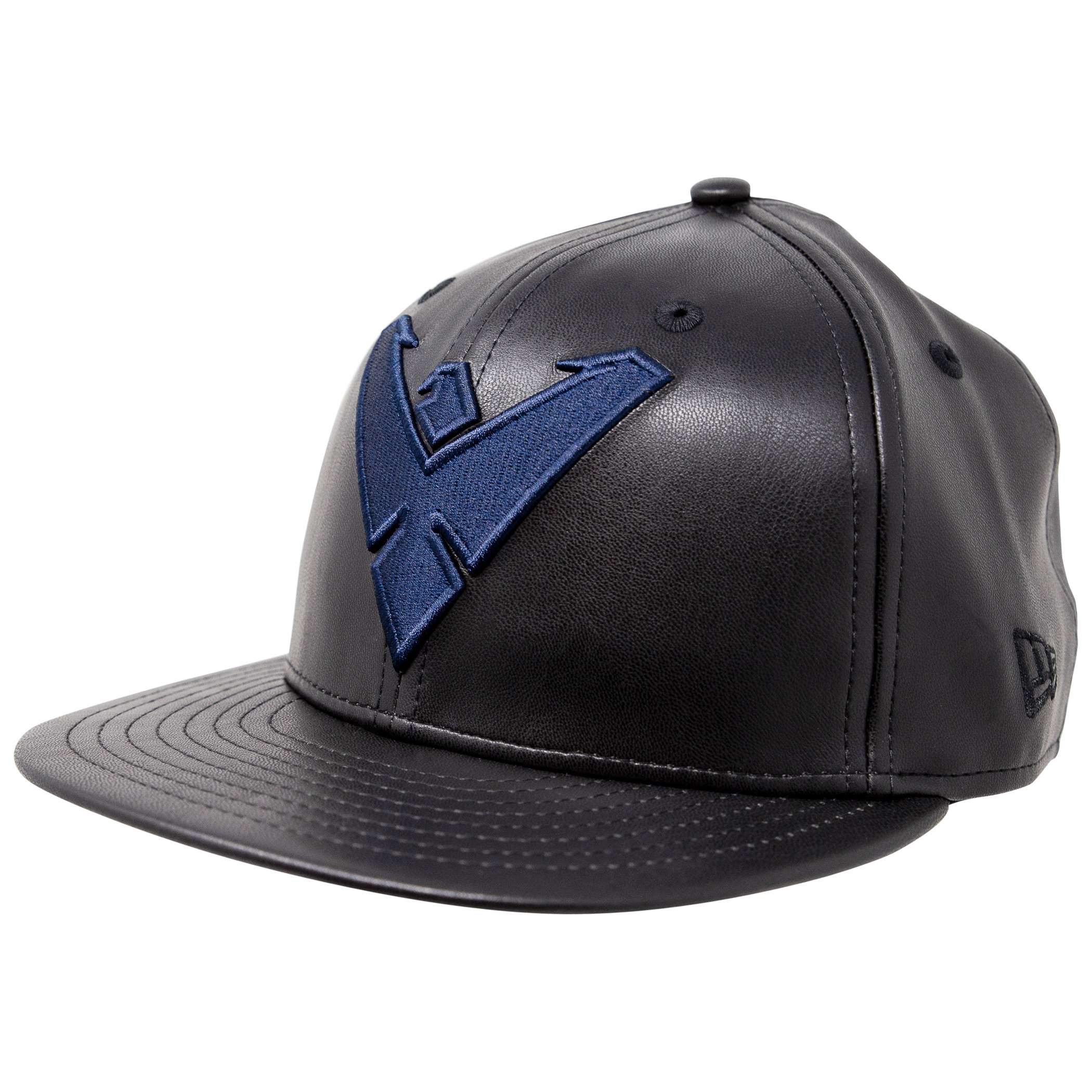 Nightwing Symbol Black Faux Leather New Era 59Fifty Fitted Hat., Black