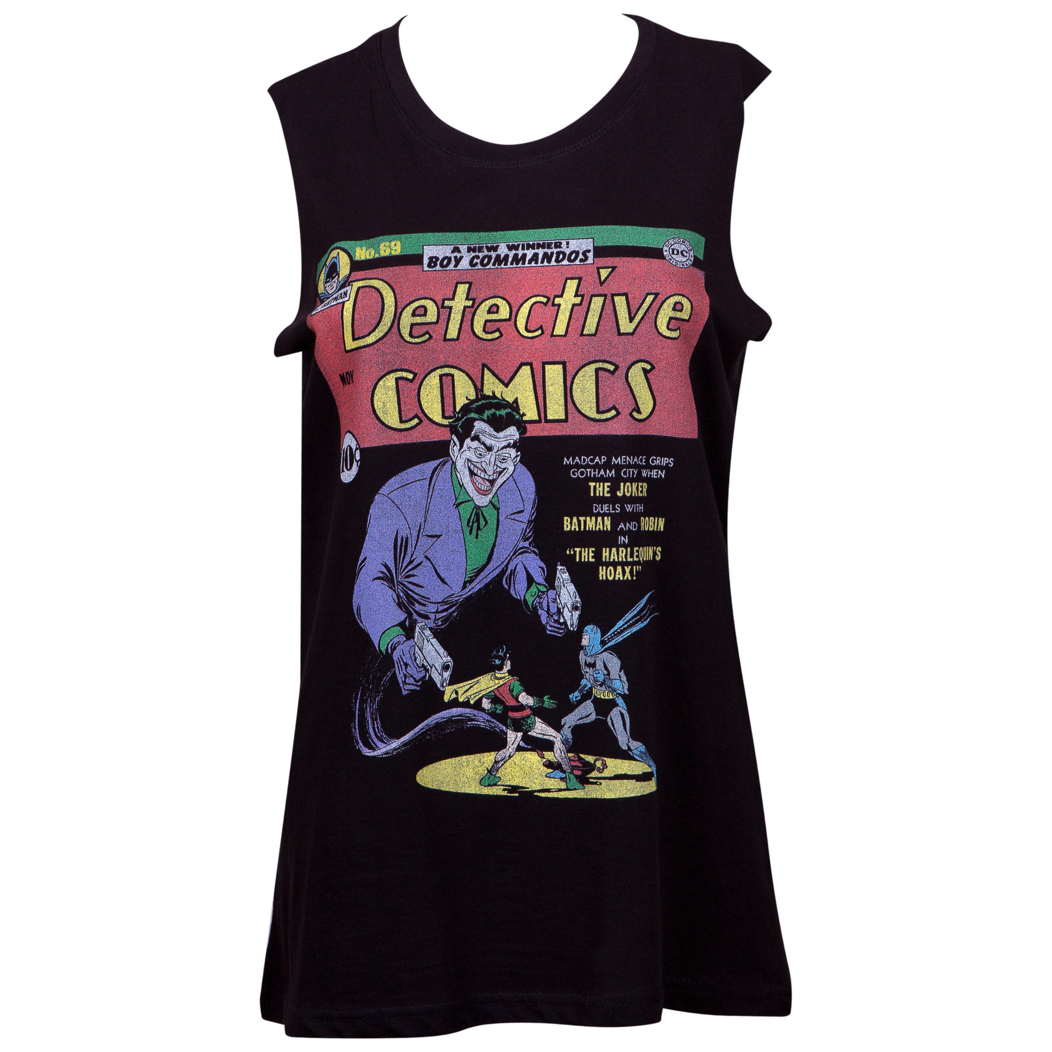 Joker Detective Comics Women's Black Venice Beach Tank Top, Black