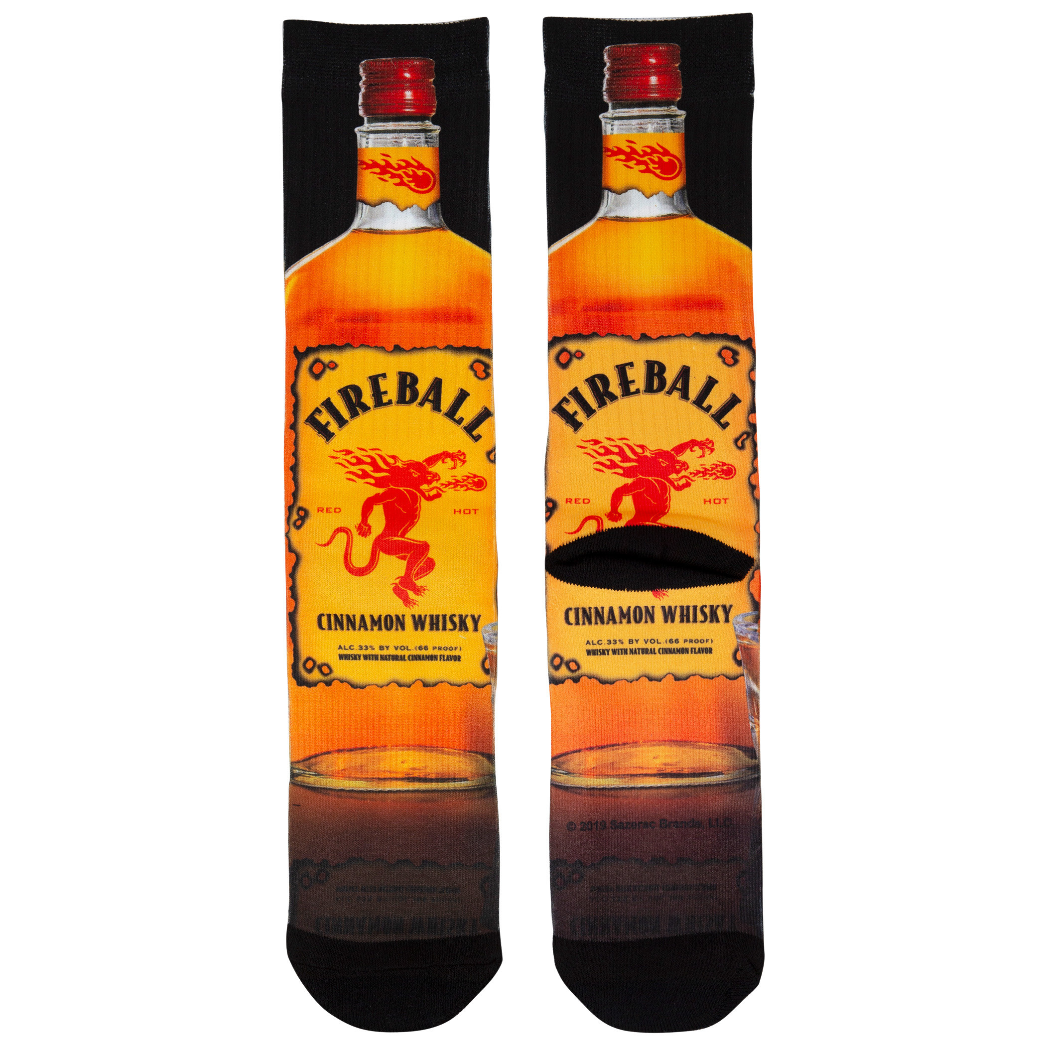 Fireball Whiskey Bottle Print Socks