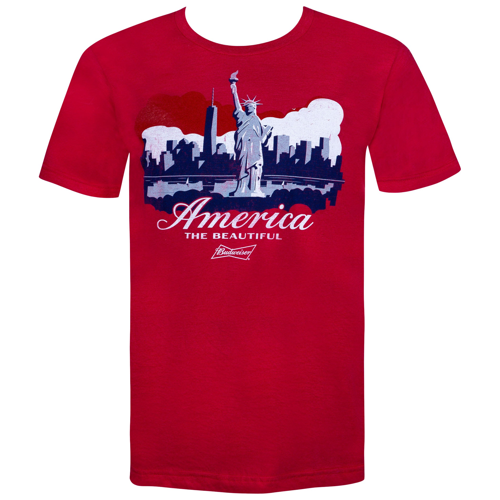 Budweiser Beer Statue of Liberty NYC America Men's Red T-Shirt | Brew ...