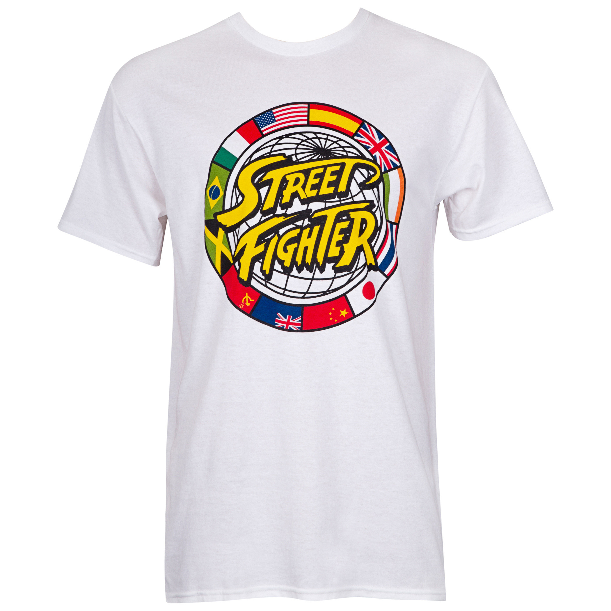 Street Fighter Circle Logo Men's White T-Shirt, White