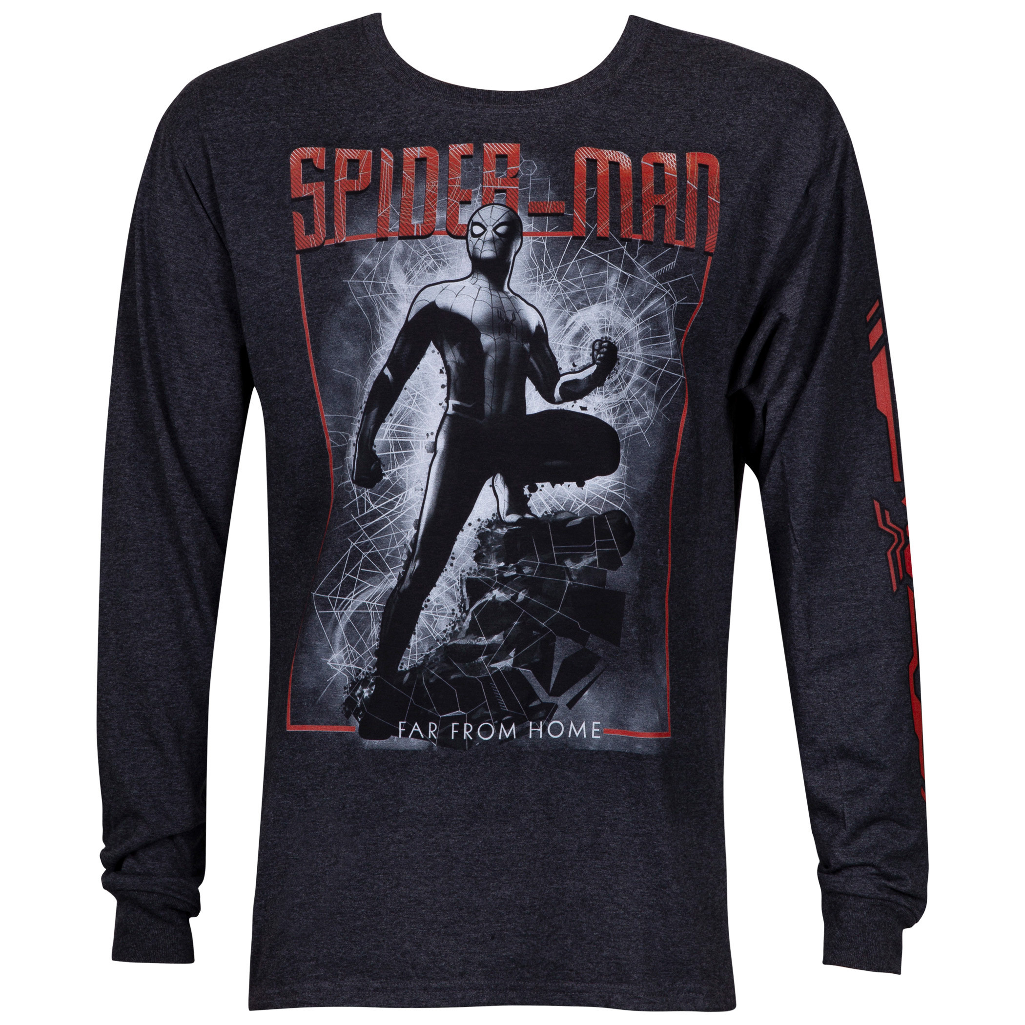 Spider-Man Far From Home Long Sleeve Shirt with Sleeve Print, Black