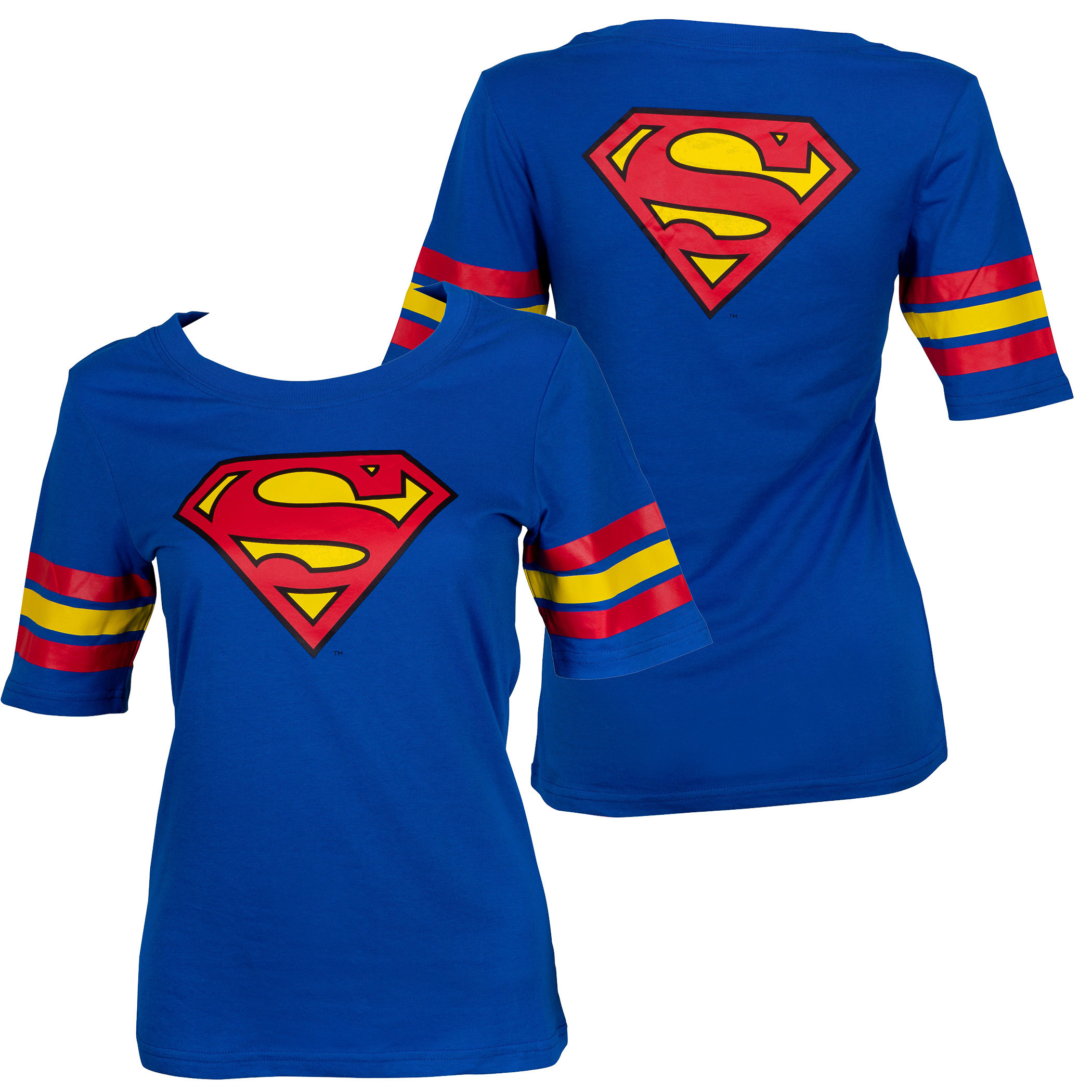 Superman Logo Jersey Print Women's T-Shirt, Blue