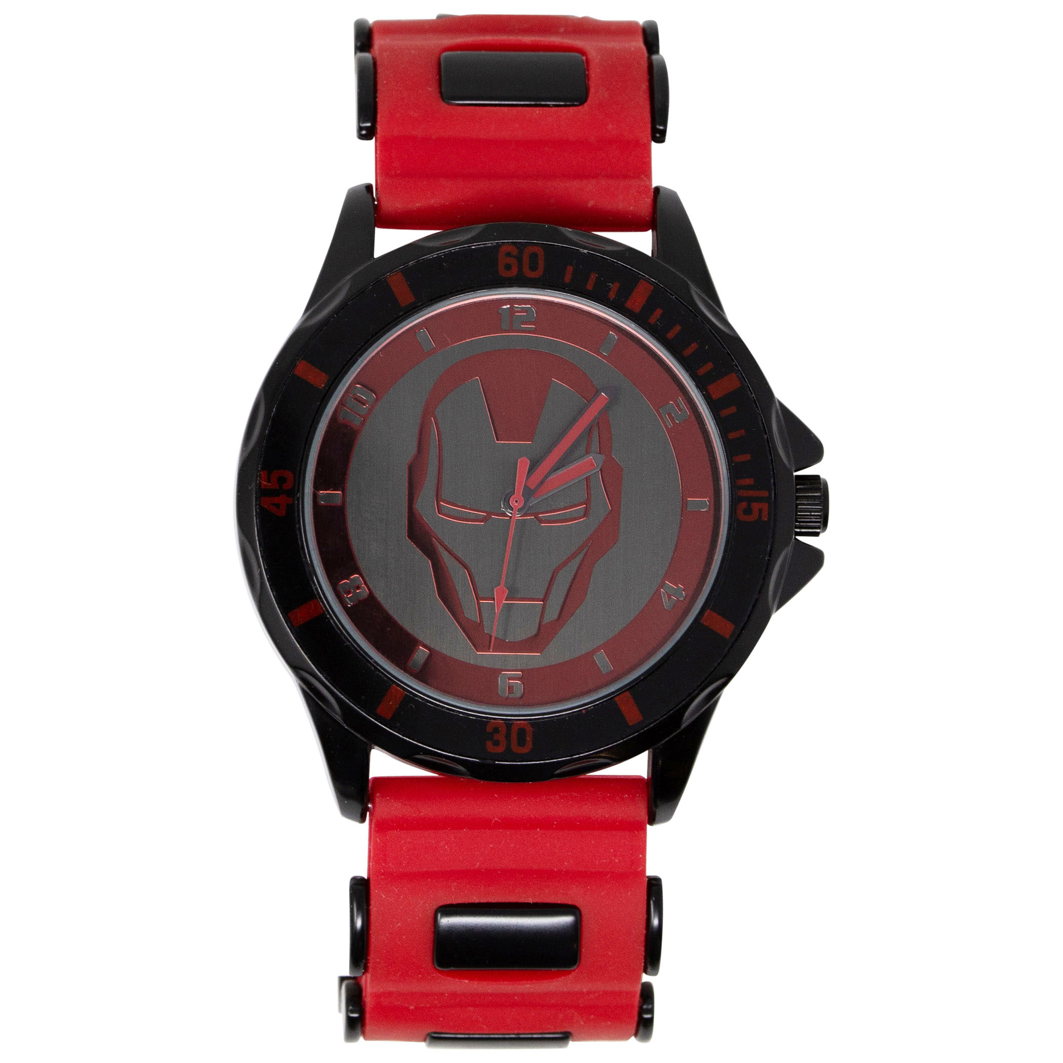 Iron Man Helmet Face Watch with Rubber Wristband, Red