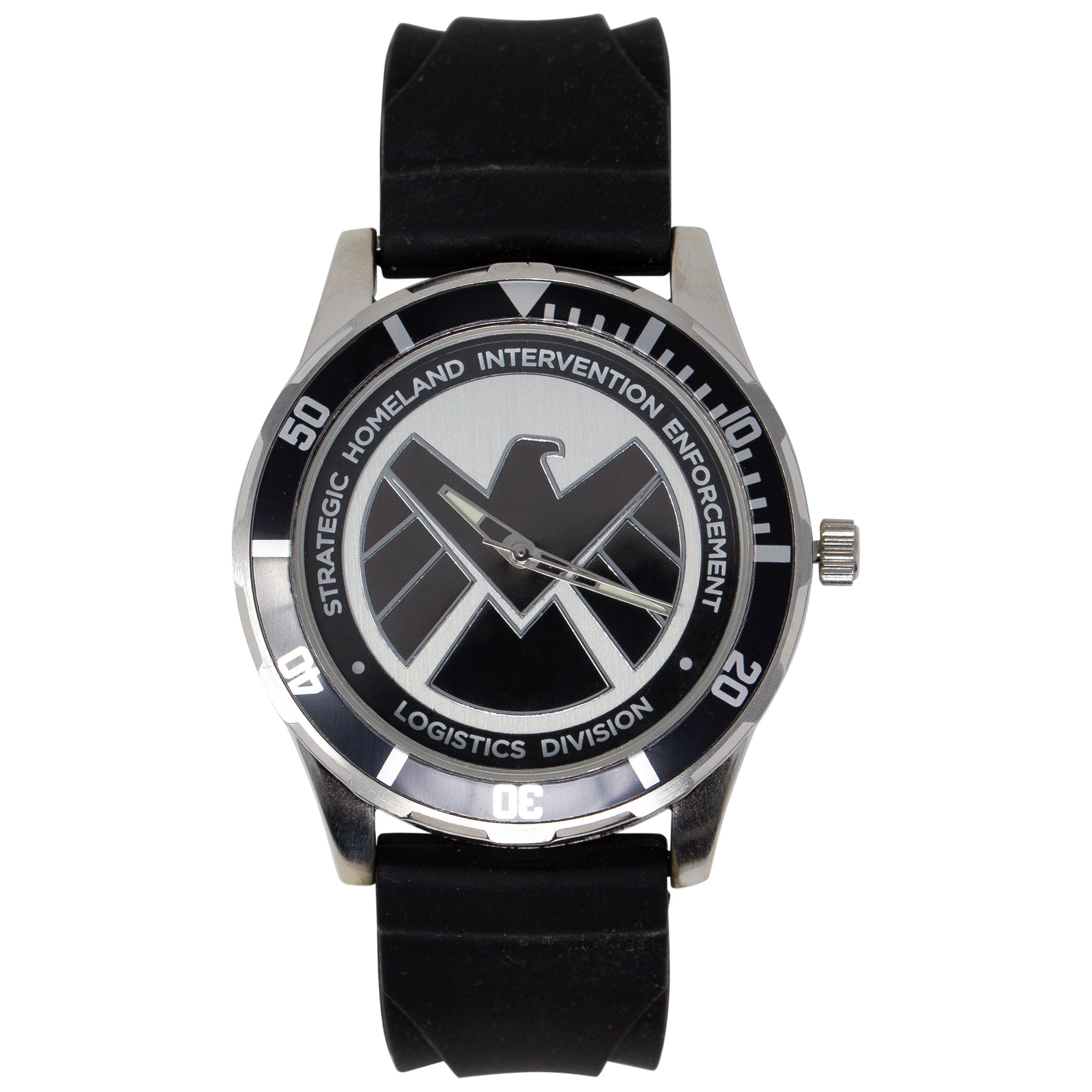 Agents of SHIELD Symbol Watch with Rubber Wristband, Black