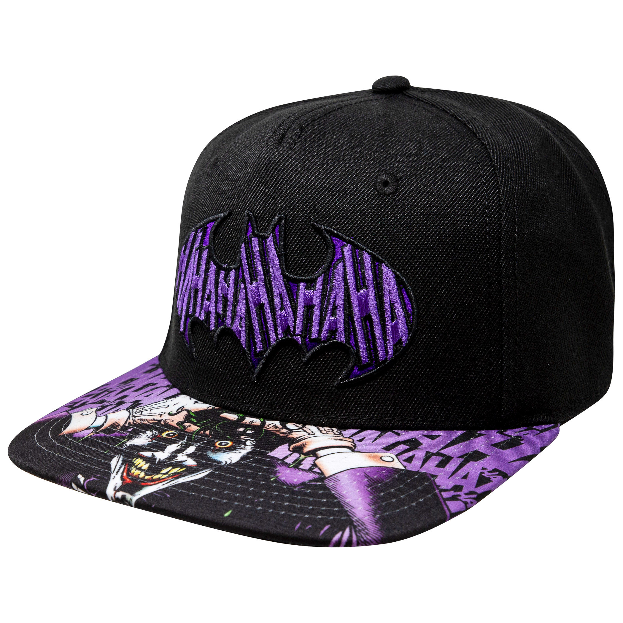 Batman Joker Sublimated Bill Black Snapback Hat, Black