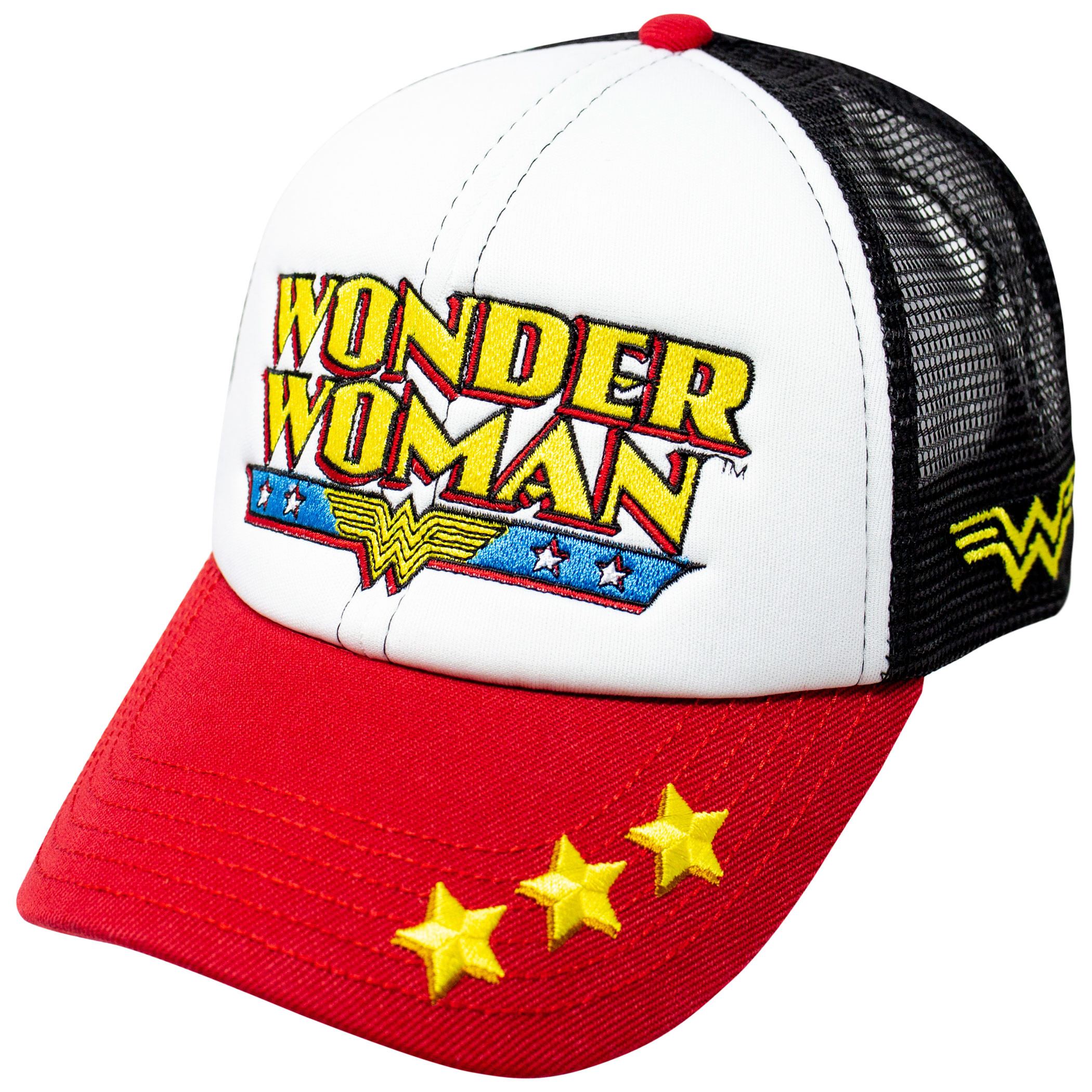 Wonder Woman Retro Logo Trucker Hat, White