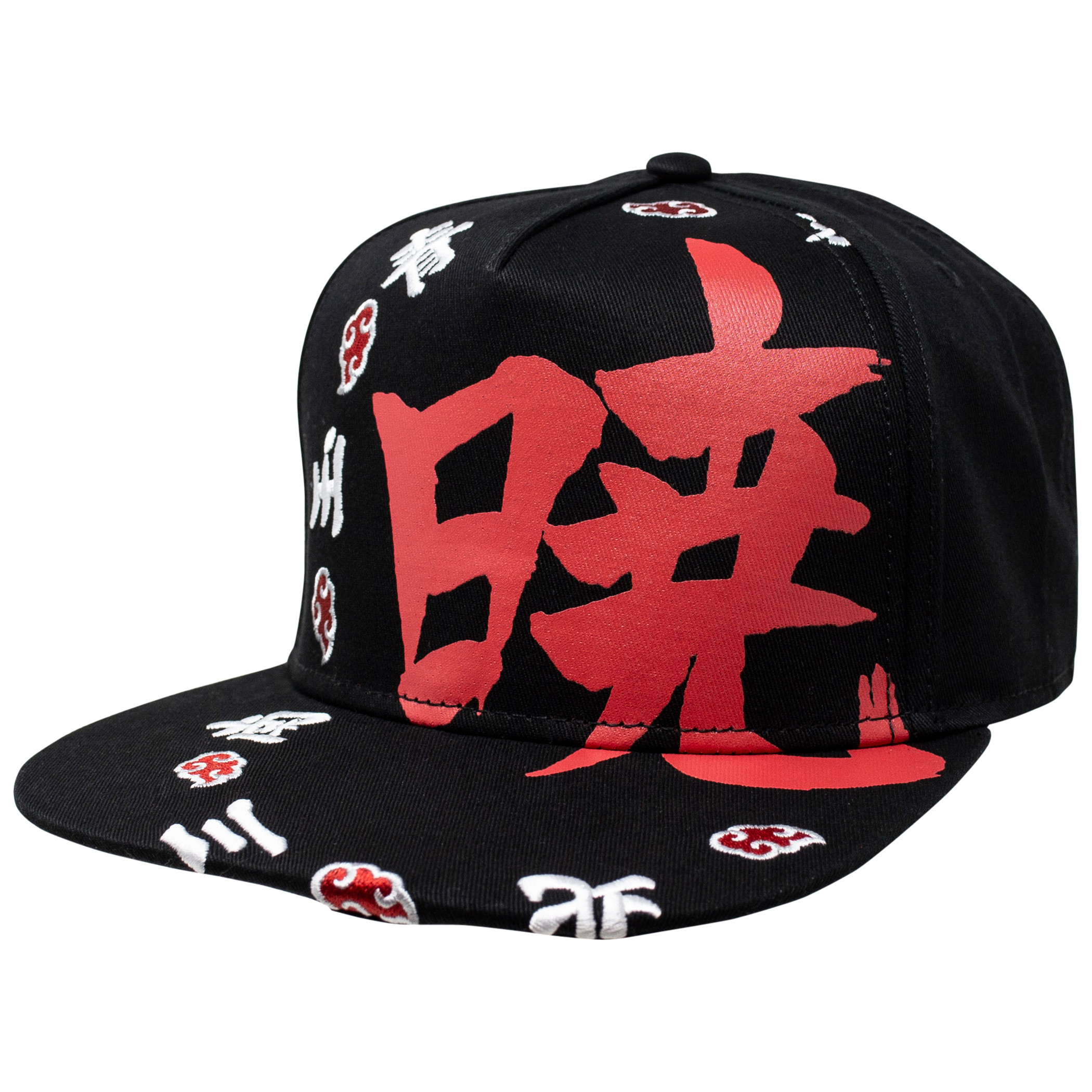 Naruto Akatsuki Kanji Ring Snapback Hat, Black