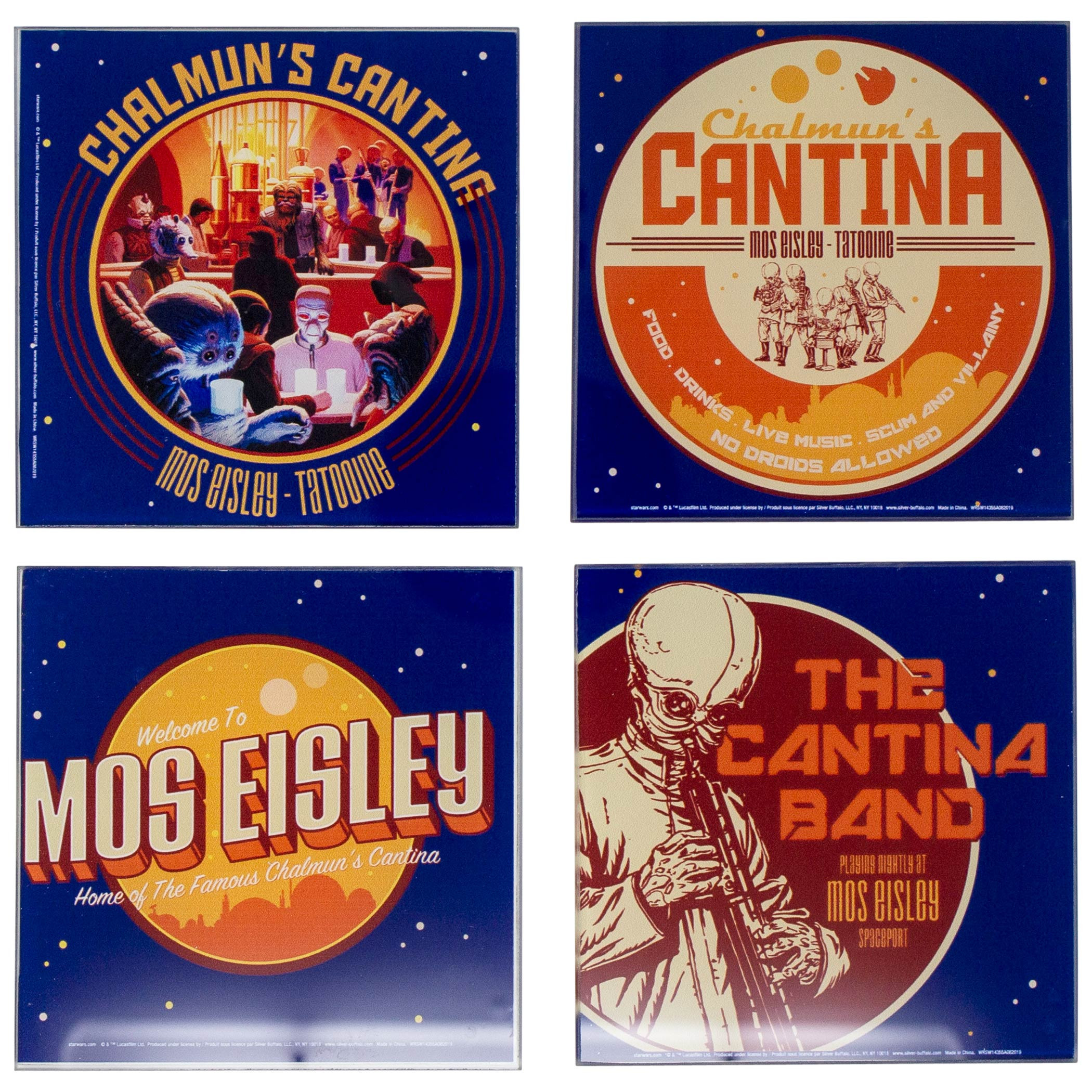 Star Wars 4-Pack Chalmun's Cantina Glass Coaster Set, Blue