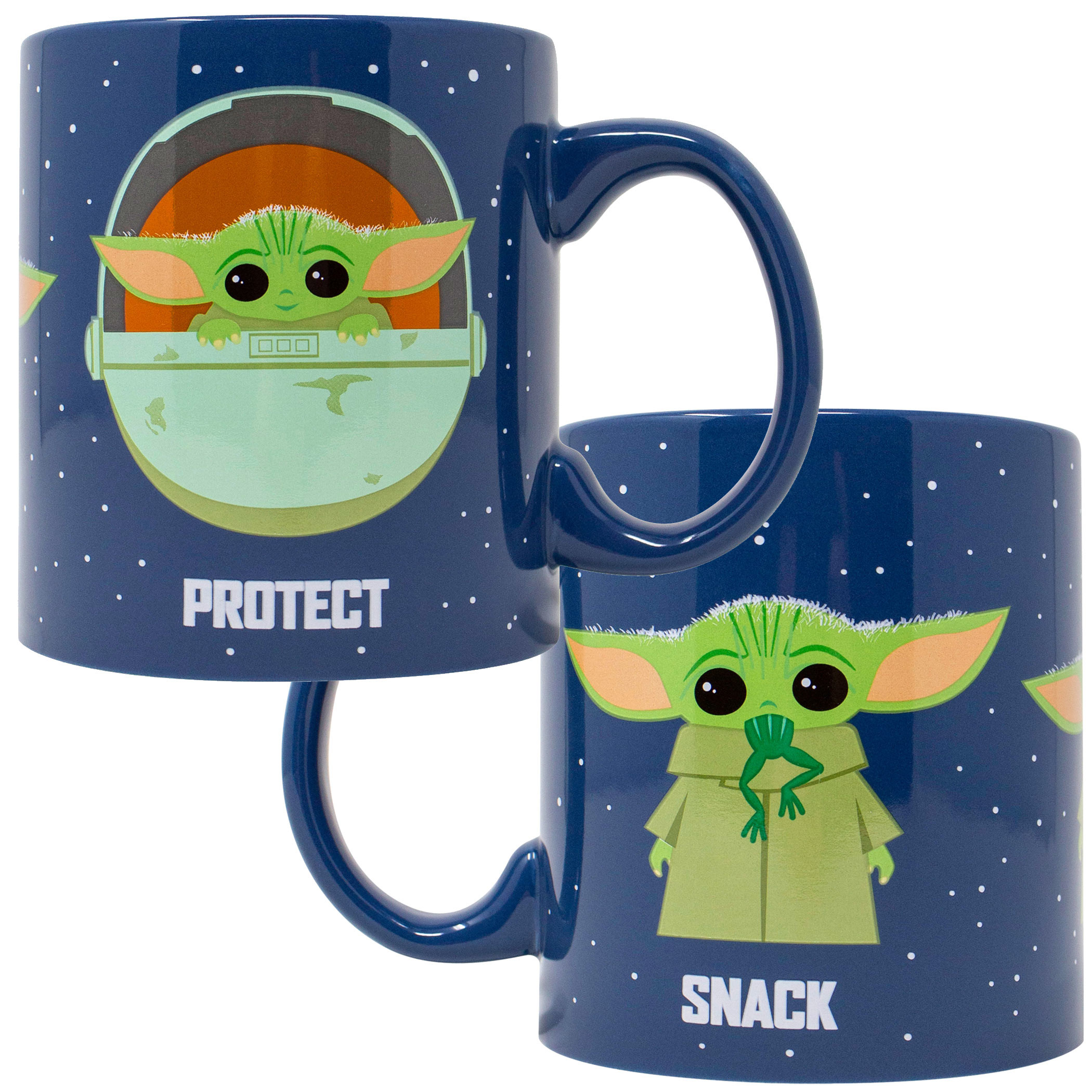 The Mandalorian 'The Child' Snack Attack Protect 20 Ounce Ceramic Mug, Blue