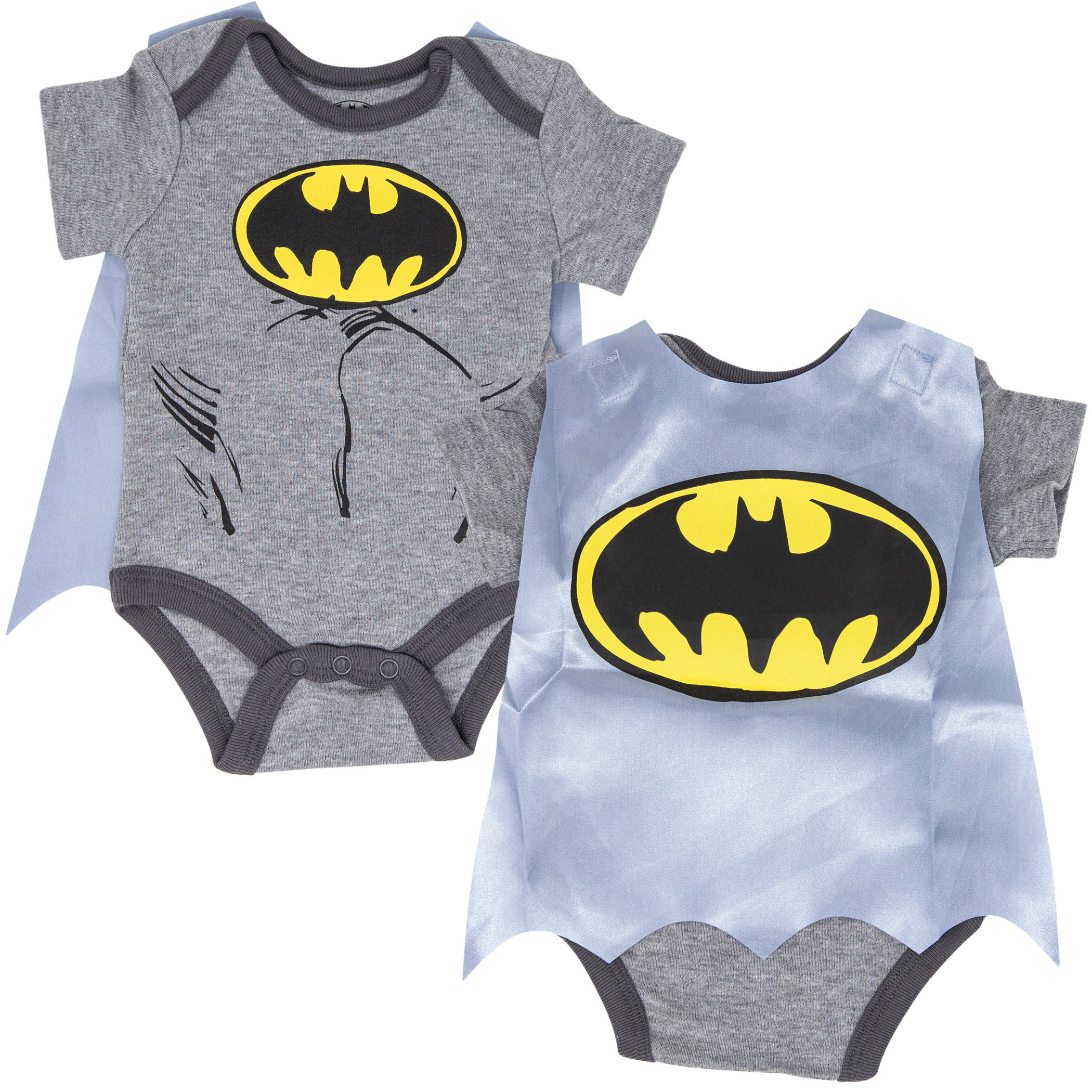 Batman Costume Bodysuit with Detachable Cape, Grey
