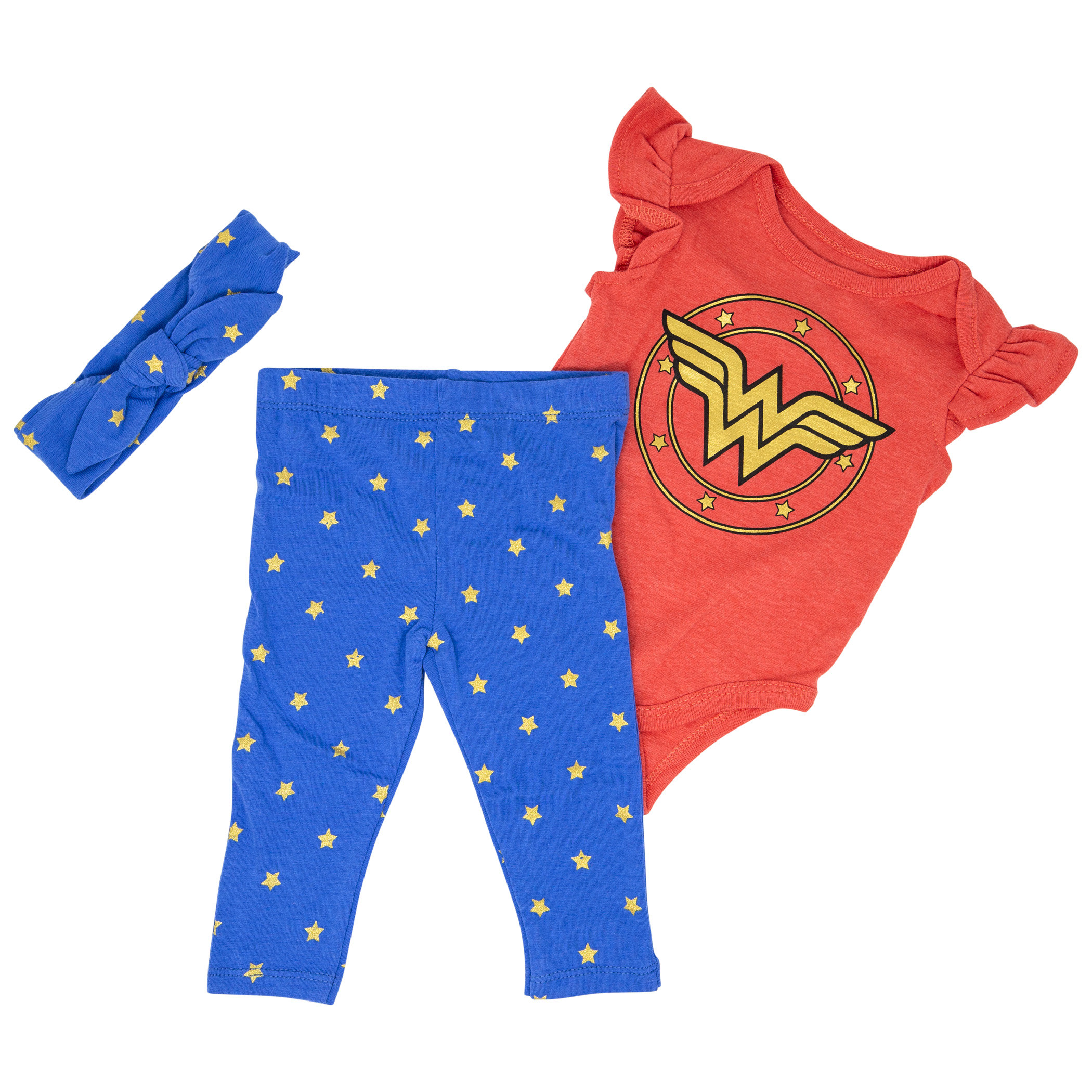 Wonder Woman Gold Symbol 3-Piece Outfit, Red