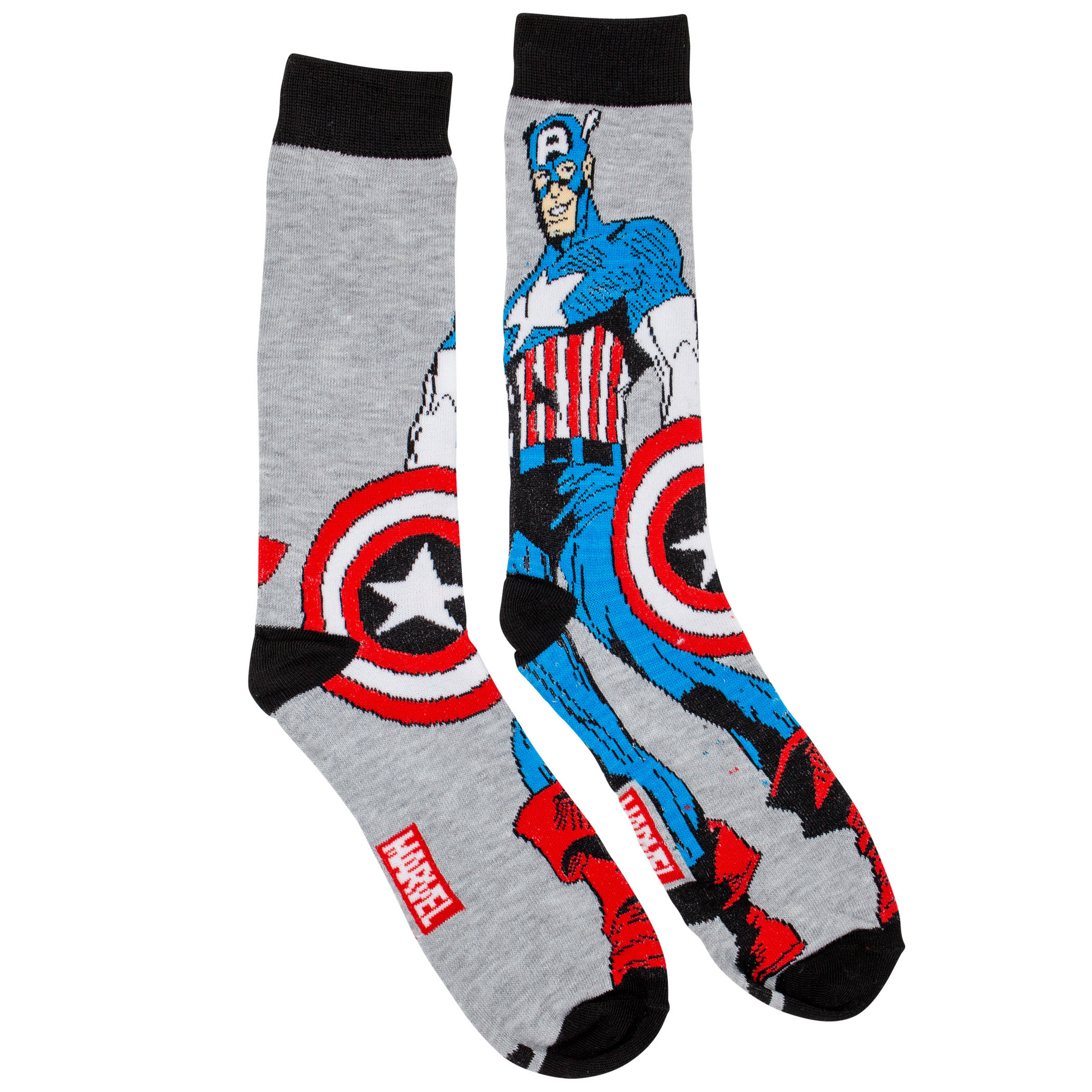 Captain America Standing Character Crew Socks, Multi-Color