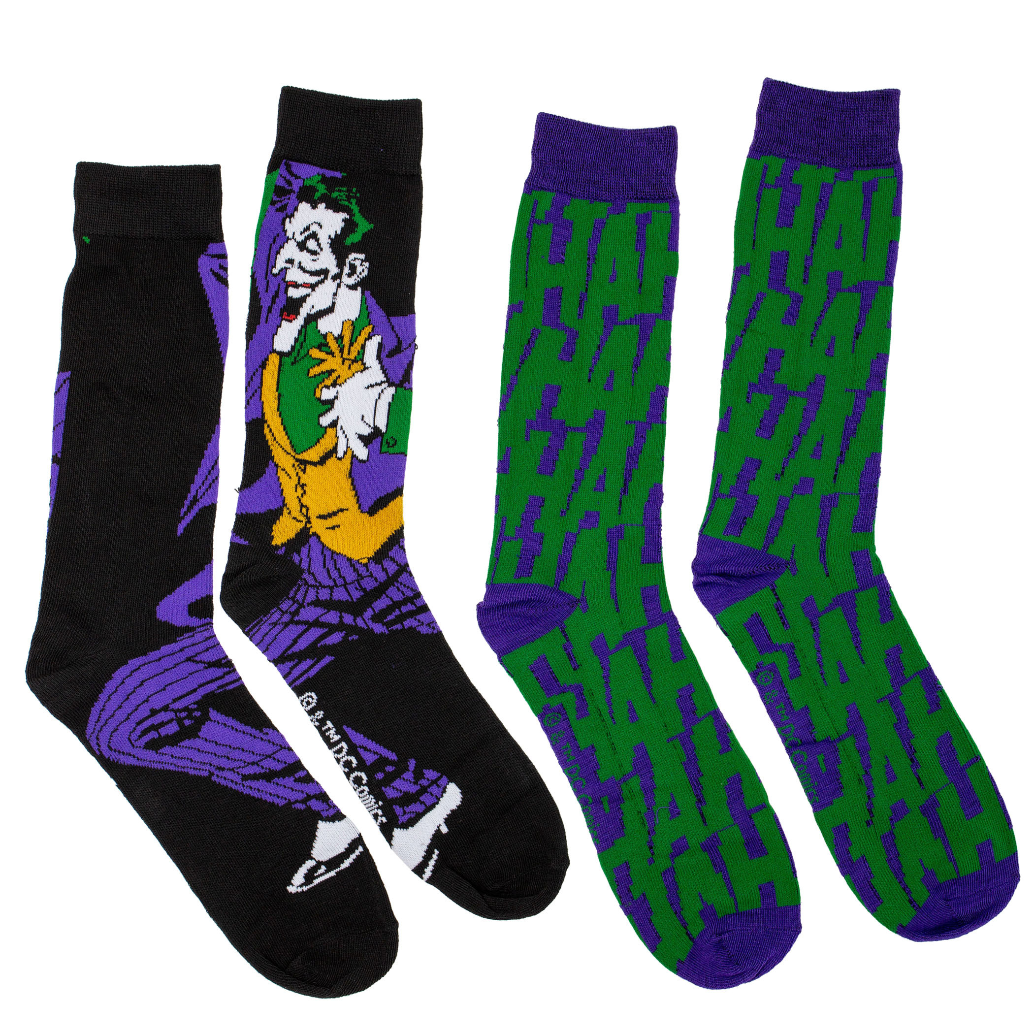The Joker Standing and HaHa 2-Pack Crew Socks, Black