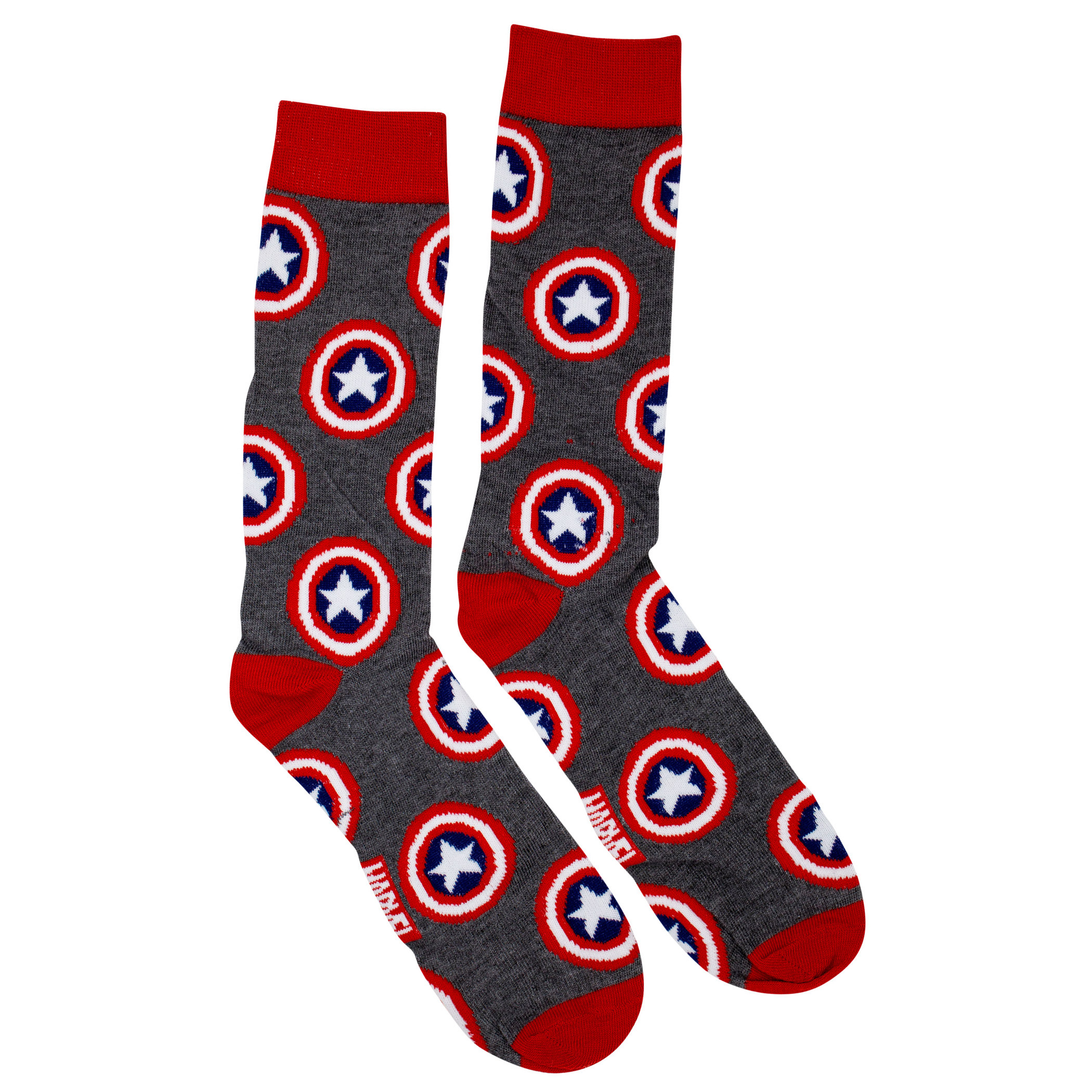 Captain America Symbols All-Over Crew Socks, Multi-Color