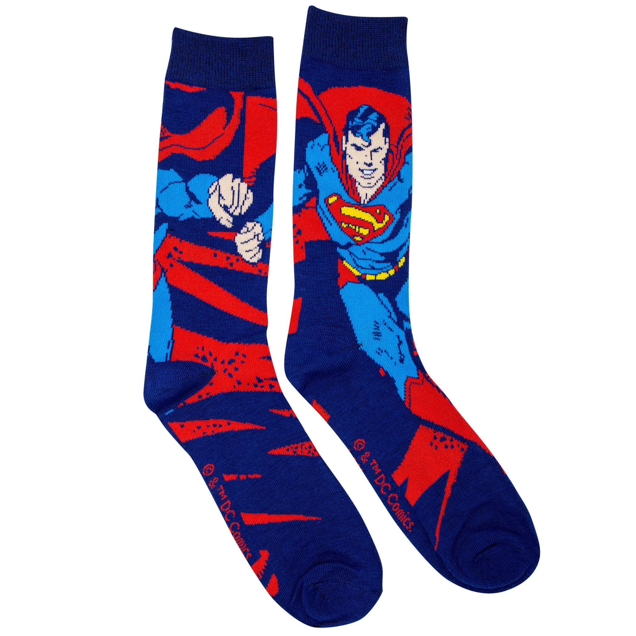 Superman Action Pose Crew Socks, Blue