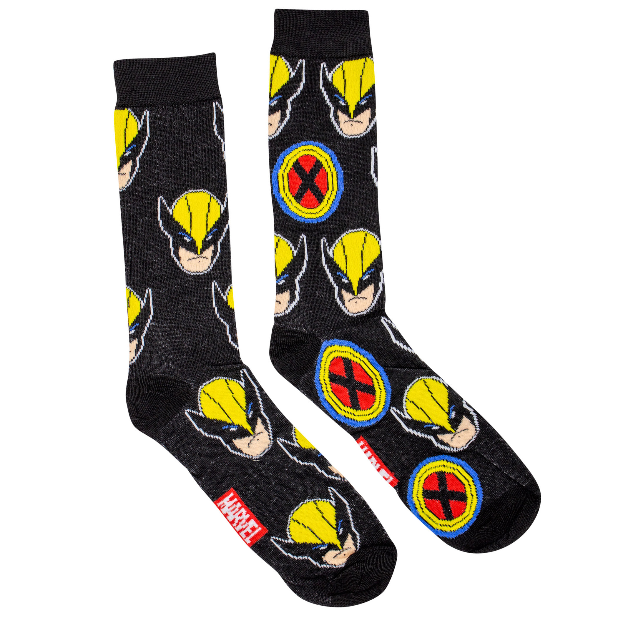 Wolverine And X-Men Logo All-Over Crew Socks, Black