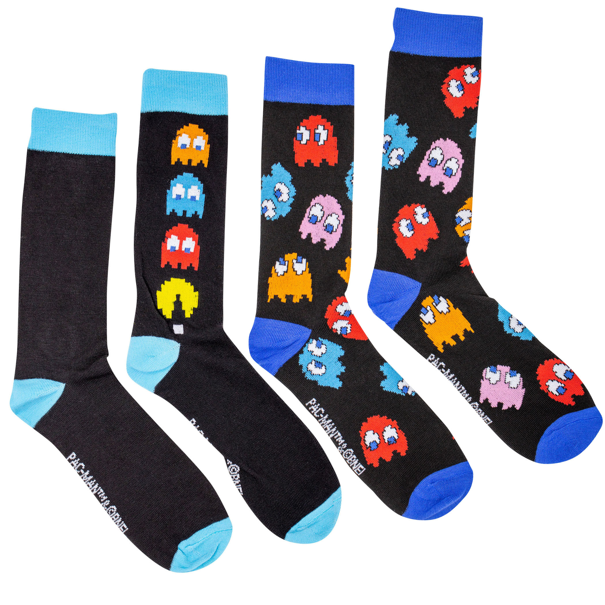 Pac-Man Arcade Chase and All-Over Ghosts 2-Pack Crew Socks, Black