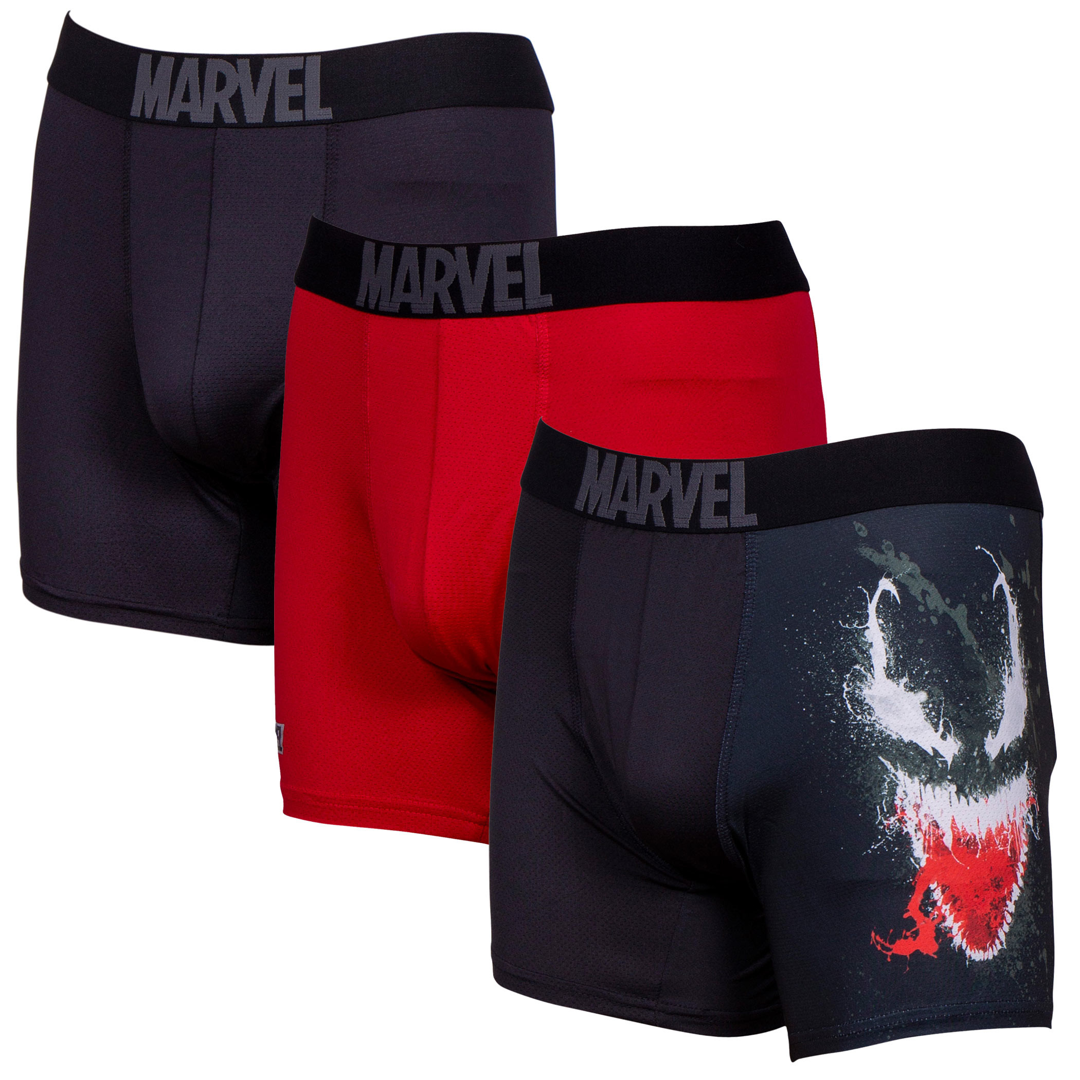 Venom Performance Mesh Underwear Boxer Briefs 3-Pair Pack, Black