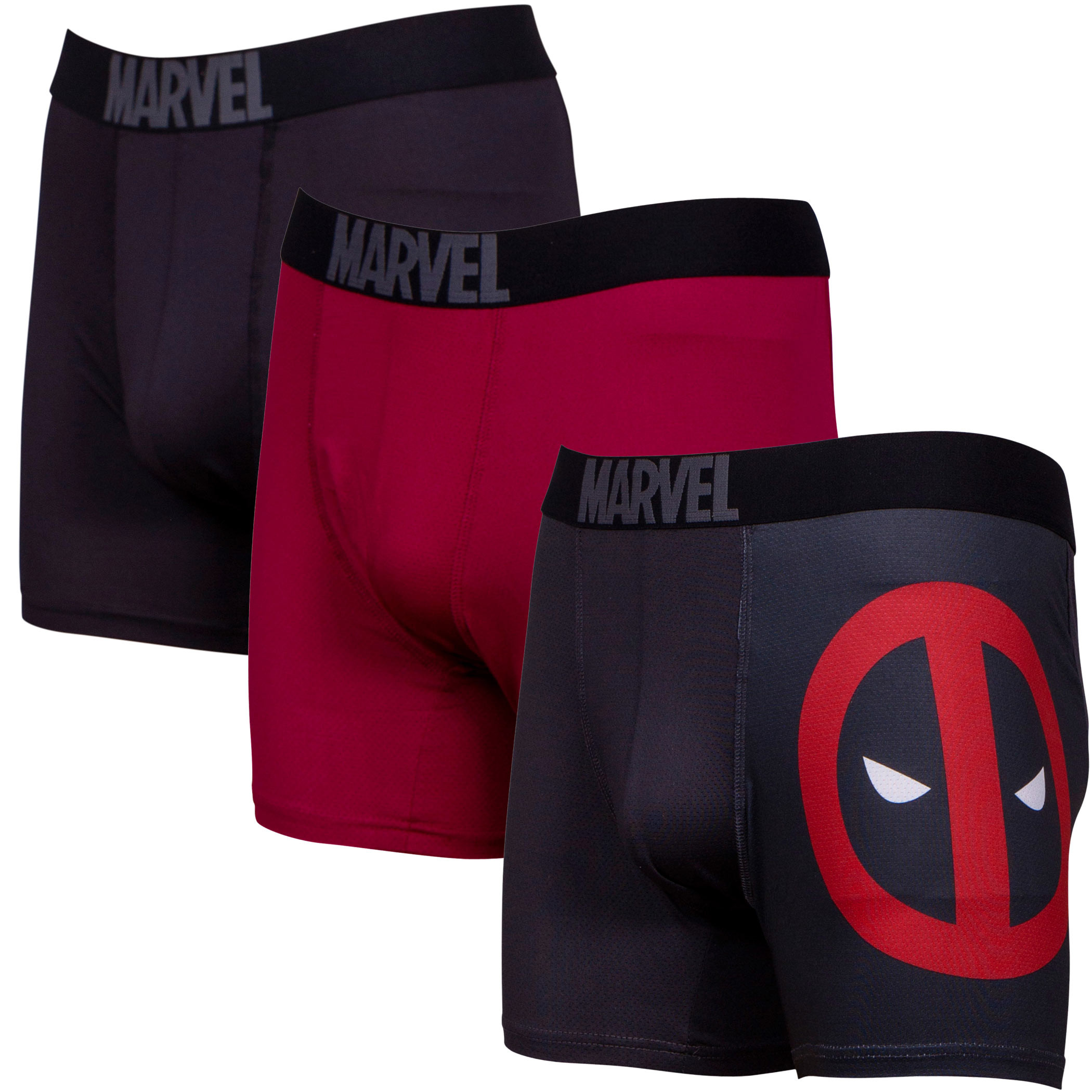 Deadpool Performance Mesh Boxer Briefs 3-Pair Pack, Red