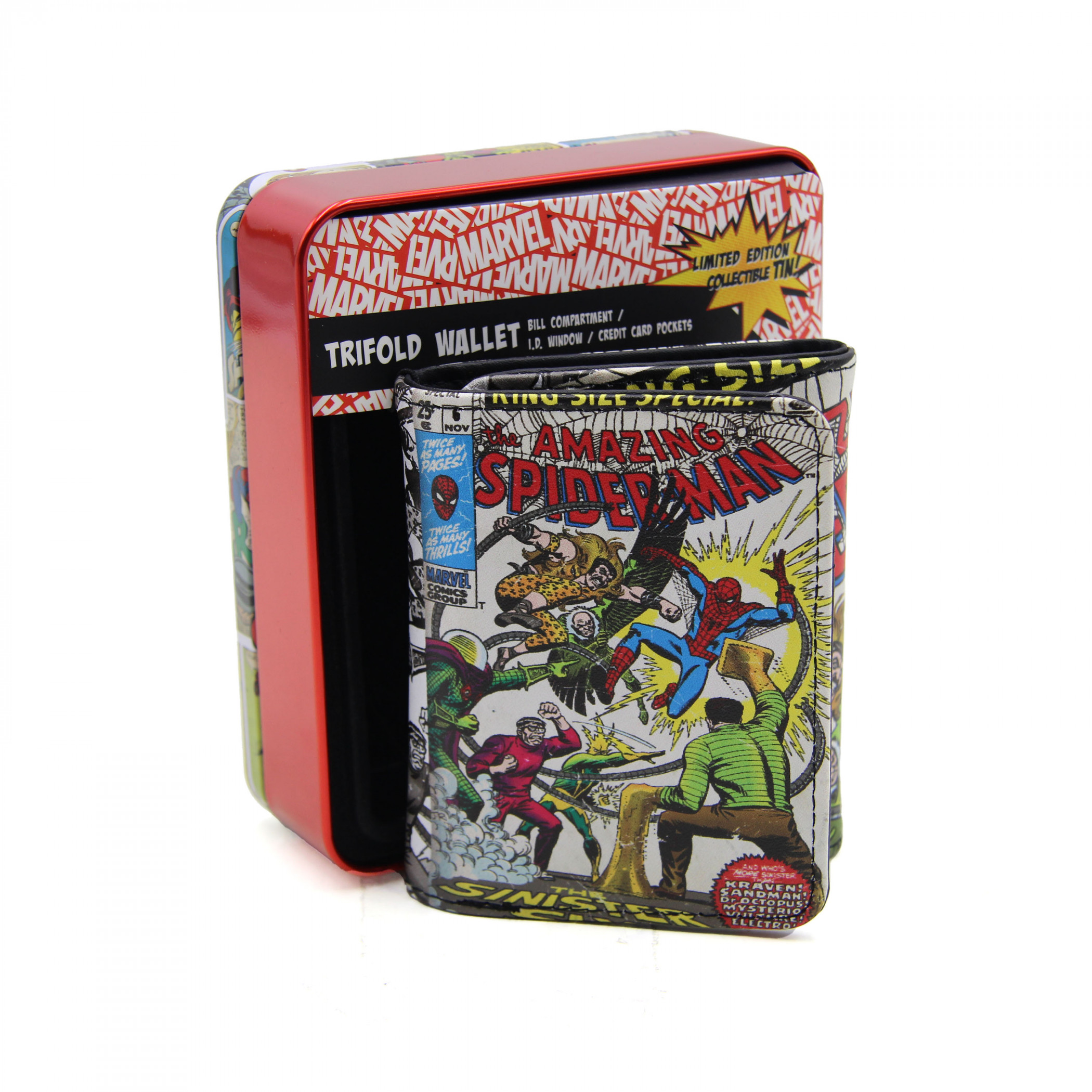Spider-Man #6 Comic Cover Trifold Wallet in Collectors Tin, Multi-Color