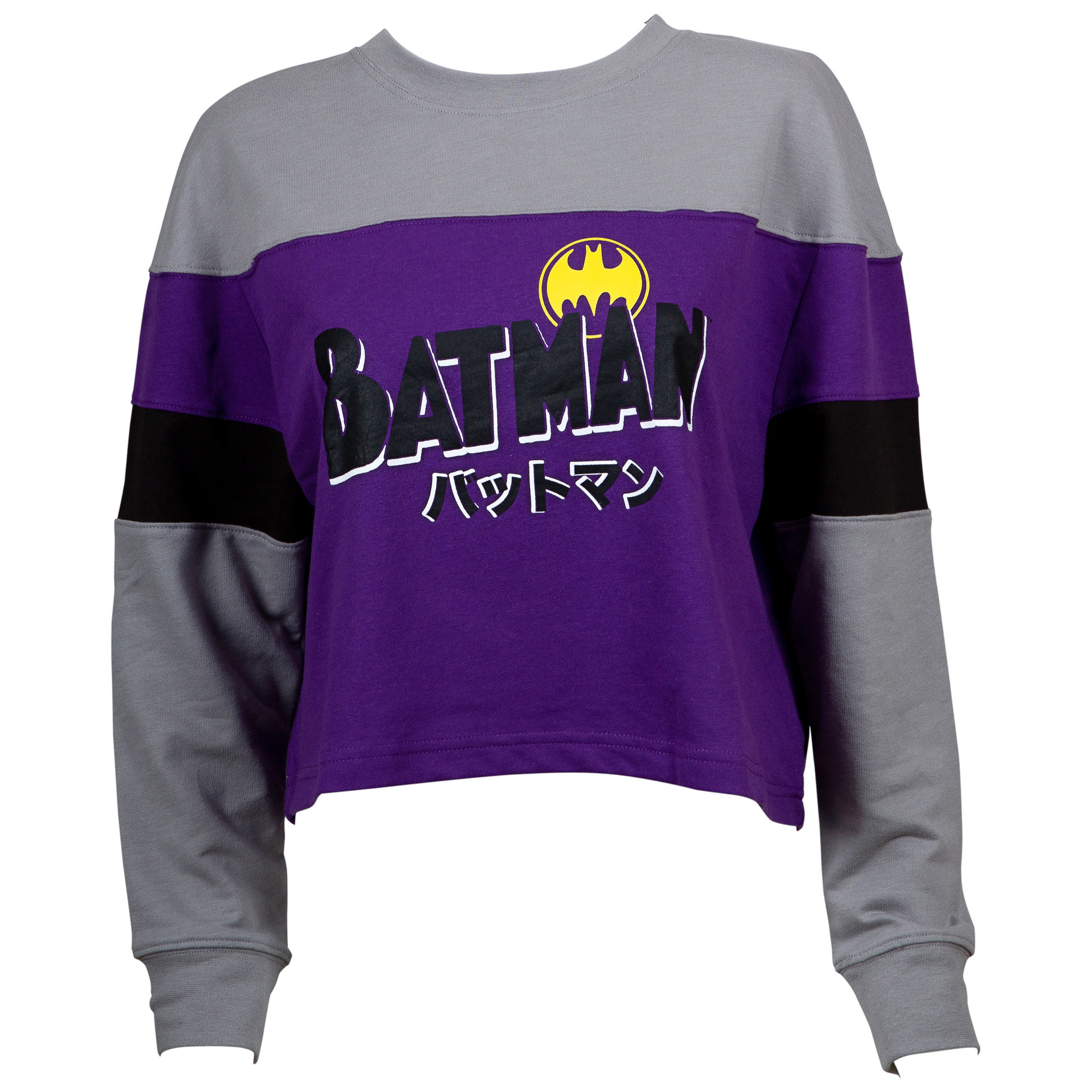 Batman Juniors Long Sleeve Crop Top, Purple